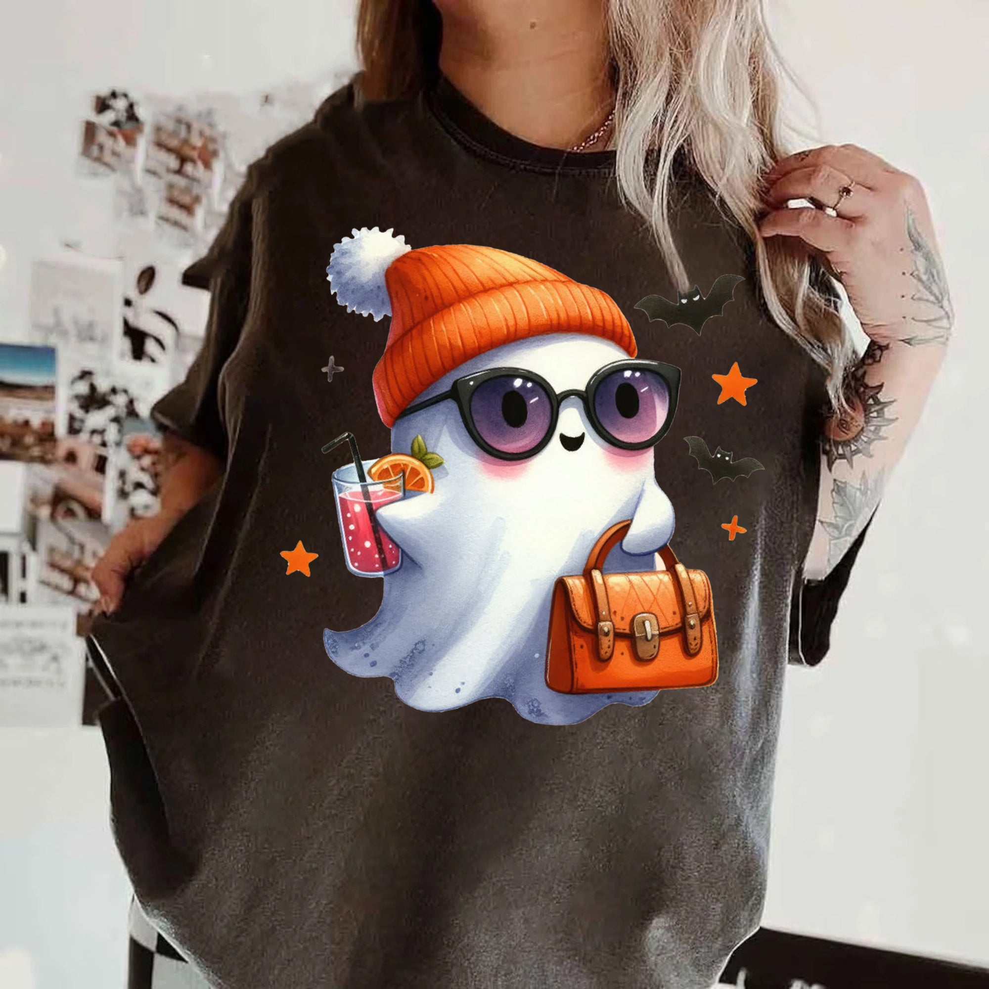 Halloween Ghost Shirt, Cute Ghost Shirt, Womens Halloween Shirt, Cute Fall Shirt, Spooky Season Shirt HW2507 16