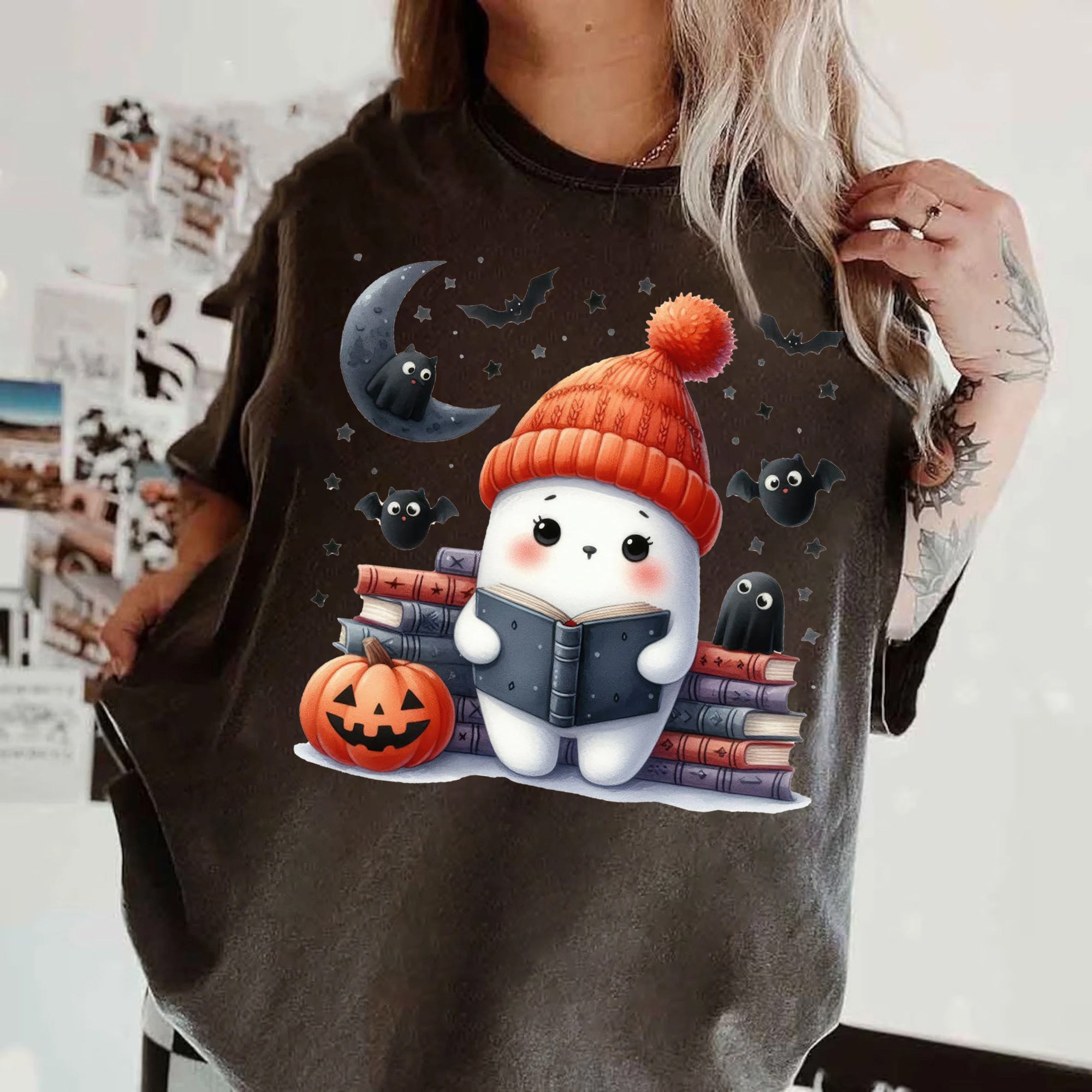 Halloween Ghost Shirt, Cute Ghost Shirt, Womens Halloween Shirt, Cute Fall Shirt, Spooky Season Shirt HW2507 13