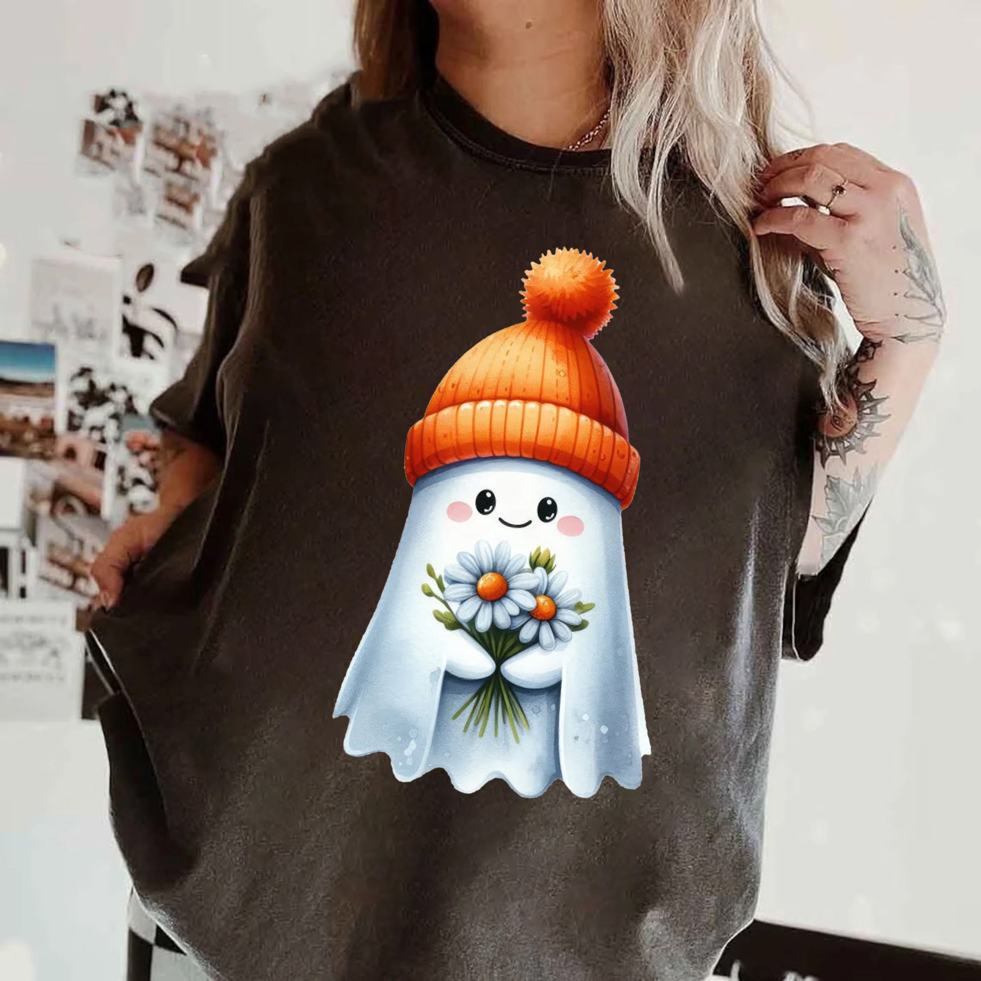 Halloween Ghost Shirt, Cute Ghost Shirt, Womens Halloween Shirt, Cute Fall Shirt, Spooky Season Shirt HW2507 15