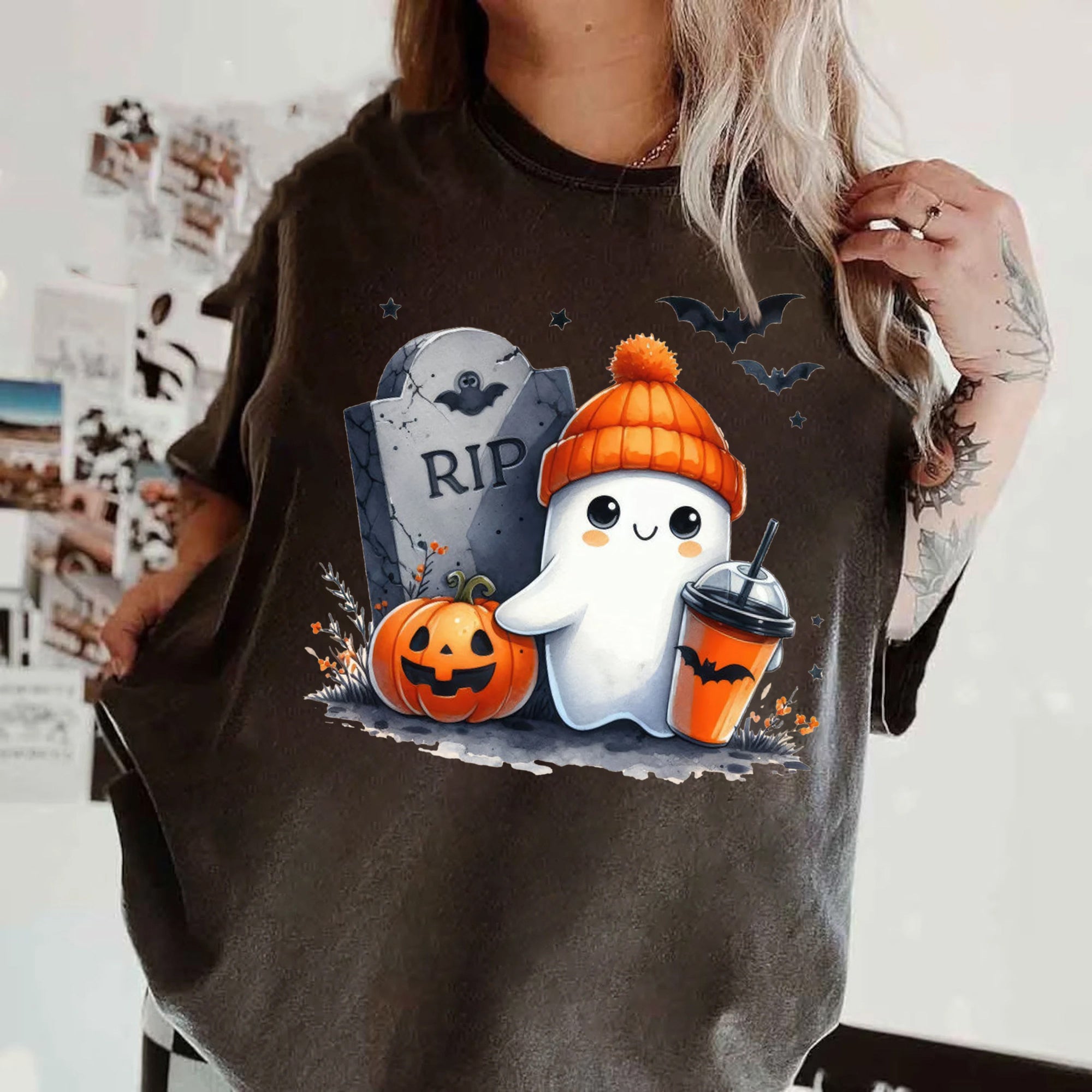 Halloween Ghost Shirt, Cute Ghost Shirt, Womens Halloween Shirt, Cute Fall Shirt, Spooky Season Shirt HW2507 11