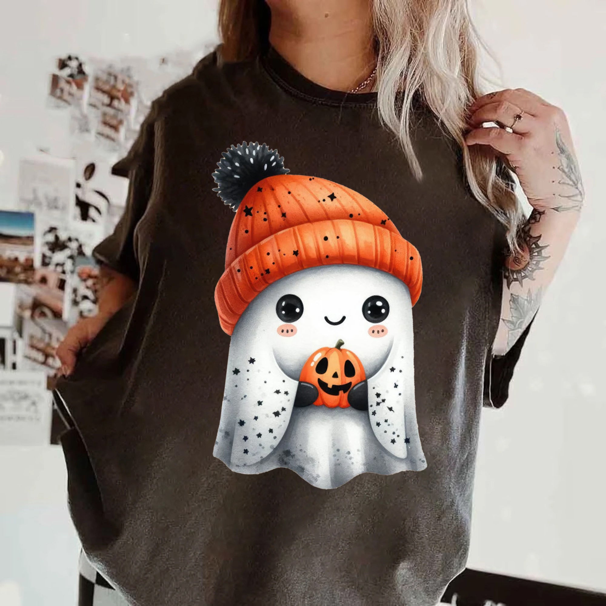 Halloween Ghost Shirt, Cute Ghost Shirt, Womens Halloween Shirt, Cute Fall Shirt, Spooky Season Shirt HW2507 12