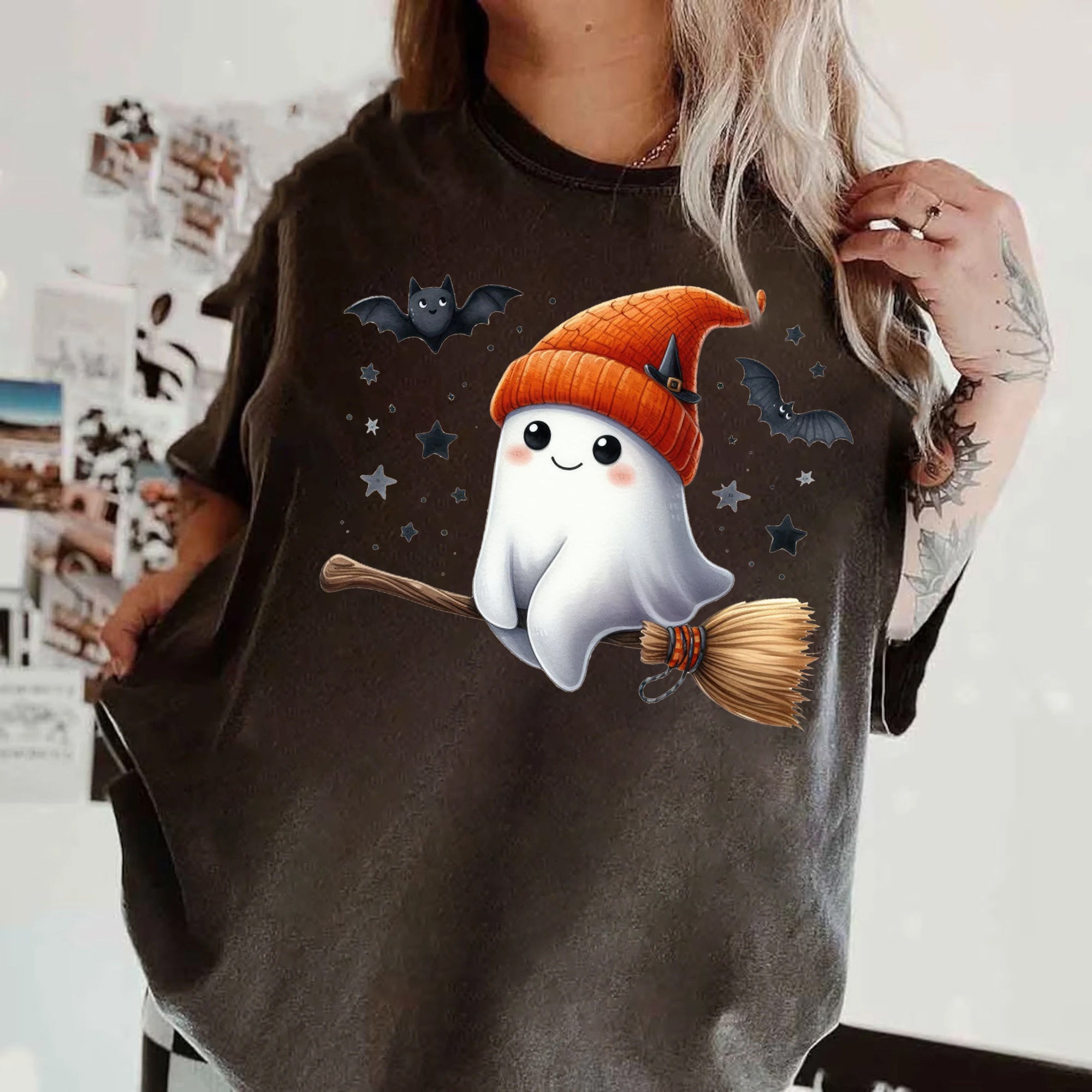 Halloween Ghost Shirt, Cute Ghost Shirt, Womens Halloween Shirt, Cute Fall Shirt, Spooky Season Shirt HW2507 07