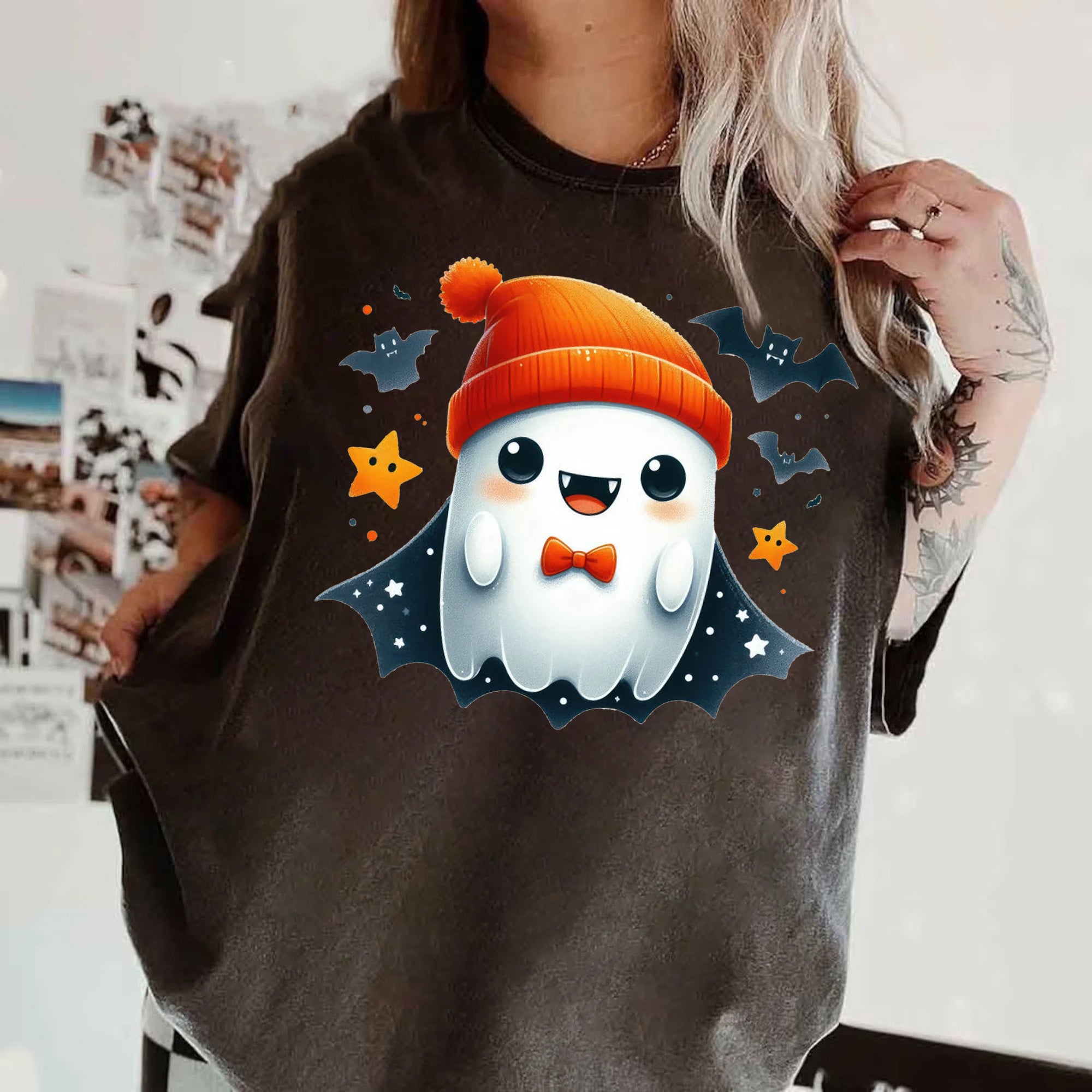 Halloween Ghost Shirt, Cute Ghost Shirt, Womens Halloween Shirt, Cute Fall Shirt, Spooky Season Shirt HW2507 08