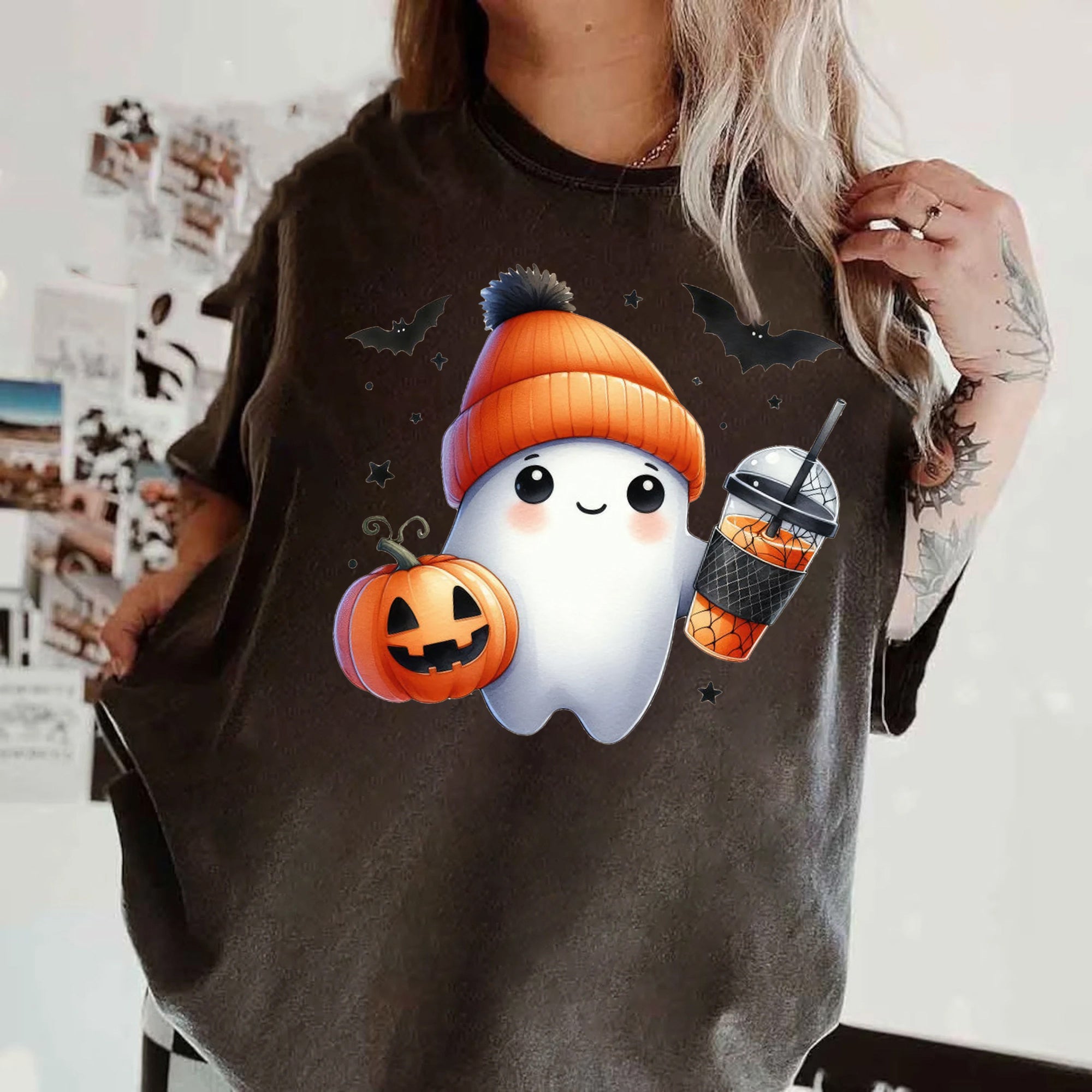 Halloween Ghost Shirt, Cute Ghost Shirt, Womens Halloween Shirt, Cute Fall Shirt, Spooky Season Shirt HW2507 10