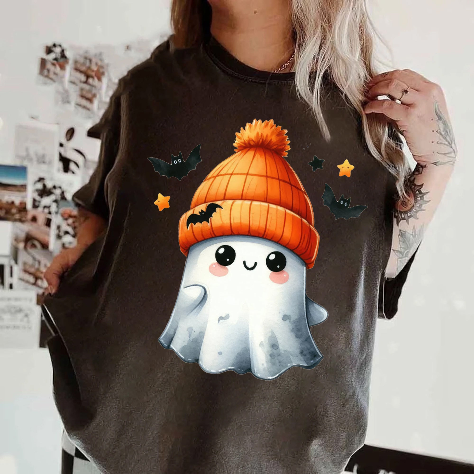 Halloween Ghost Shirt, Cute Ghost Shirt, Womens Halloween Shirt, Cute Fall Shirt, Spooky Season Shirt HW2507 05