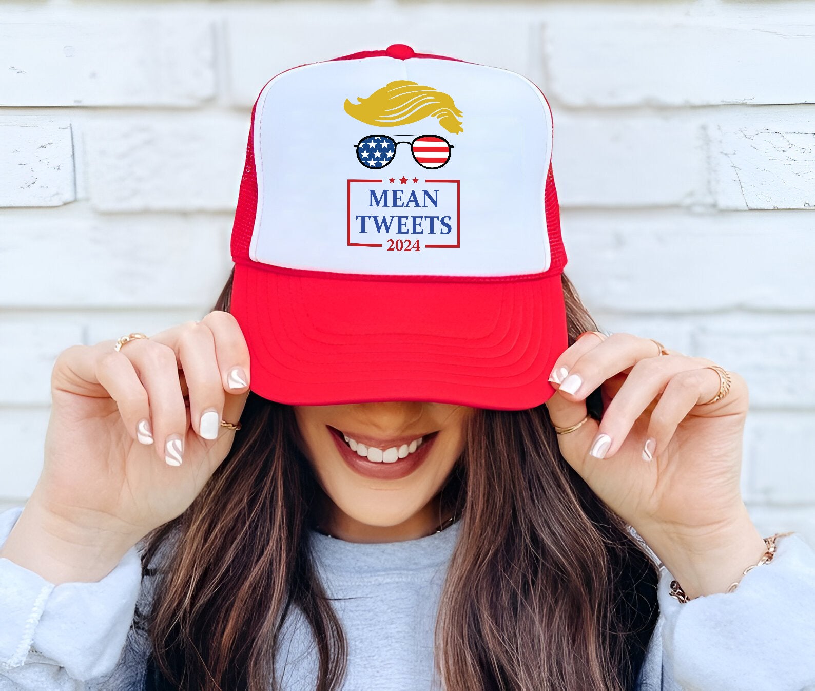 Mean Tweets 2024 Trump Embroidered Hat Trucker Hat #16 Tu4