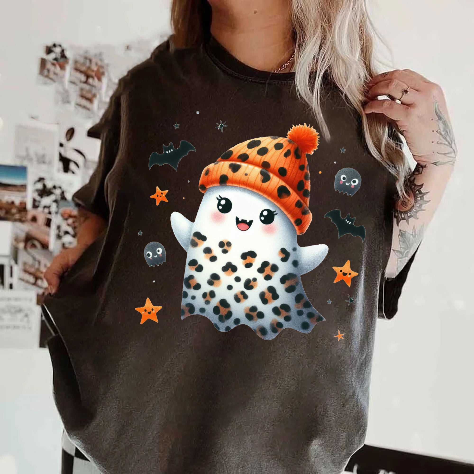 Halloween Ghost Shirt, Cute Ghost Shirt, Womens Halloween Shirt, Cute Fall Shirt, Spooky Season Shirt HW2507 03