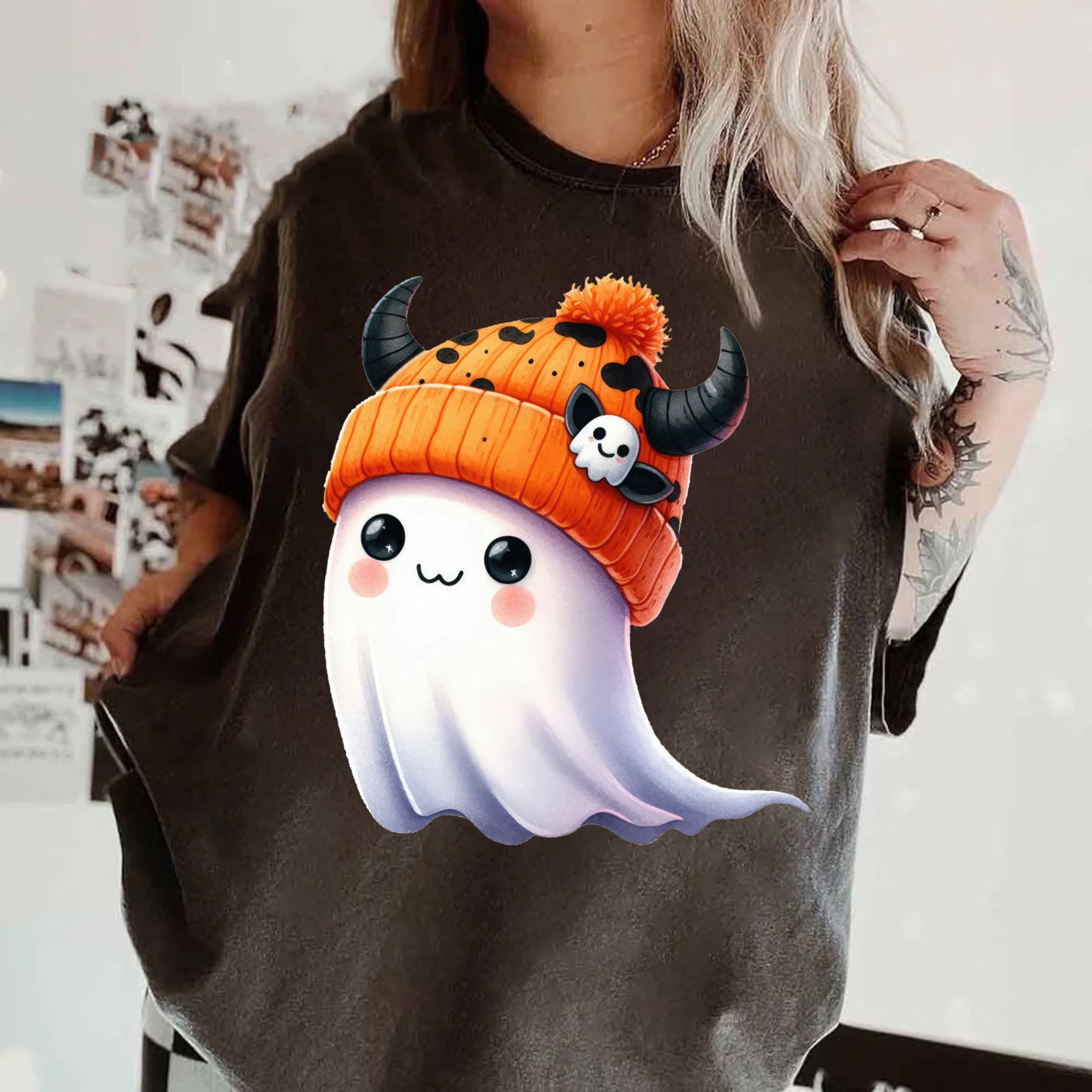 Halloween Ghost Shirt, Cute Ghost Shirt, Womens Halloween Shirt, Cute Fall Shirt, Spooky Season Shirt HW2507 17