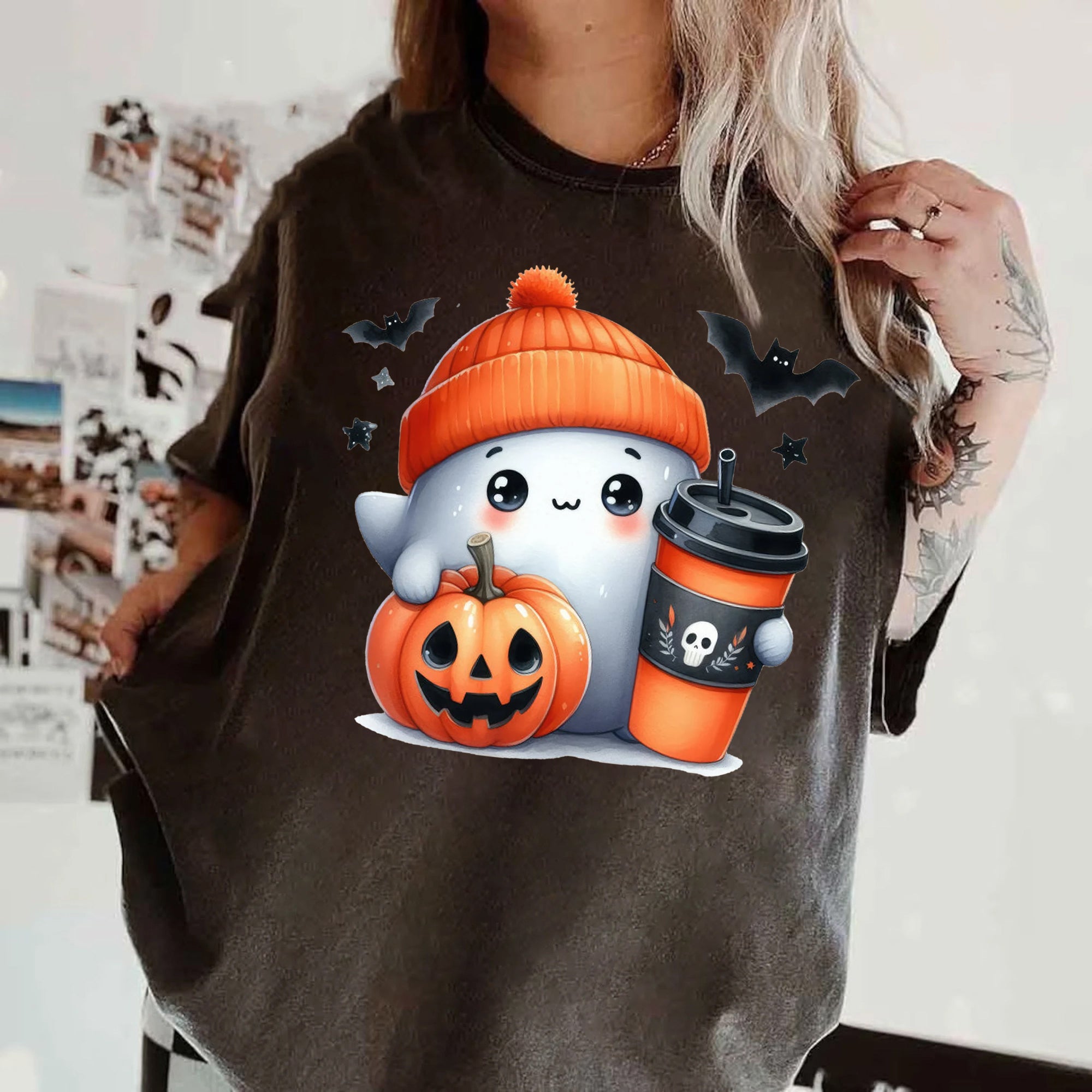 Halloween Ghost Shirt, Cute Ghost Shirt, Womens Halloween Shirt, Cute Fall Shirt, Spooky Season Shirt HW2507 20