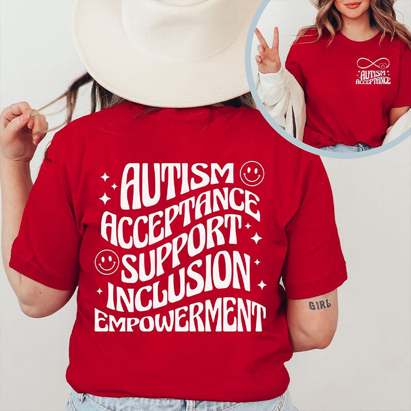 Autism Acceptance Teacher Two Sided T-Shirt 2MAT88