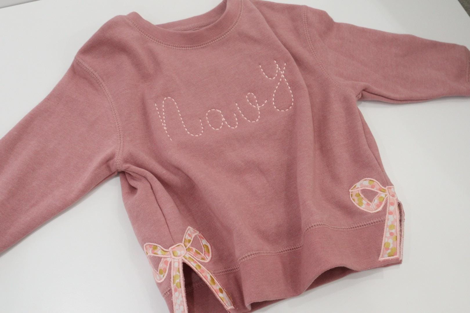 Embroidered Bow Sweatshirt, Embroidered Side Slit Bow Sweatshirt, Custom Embroidered Sweatshirt ESIBOW