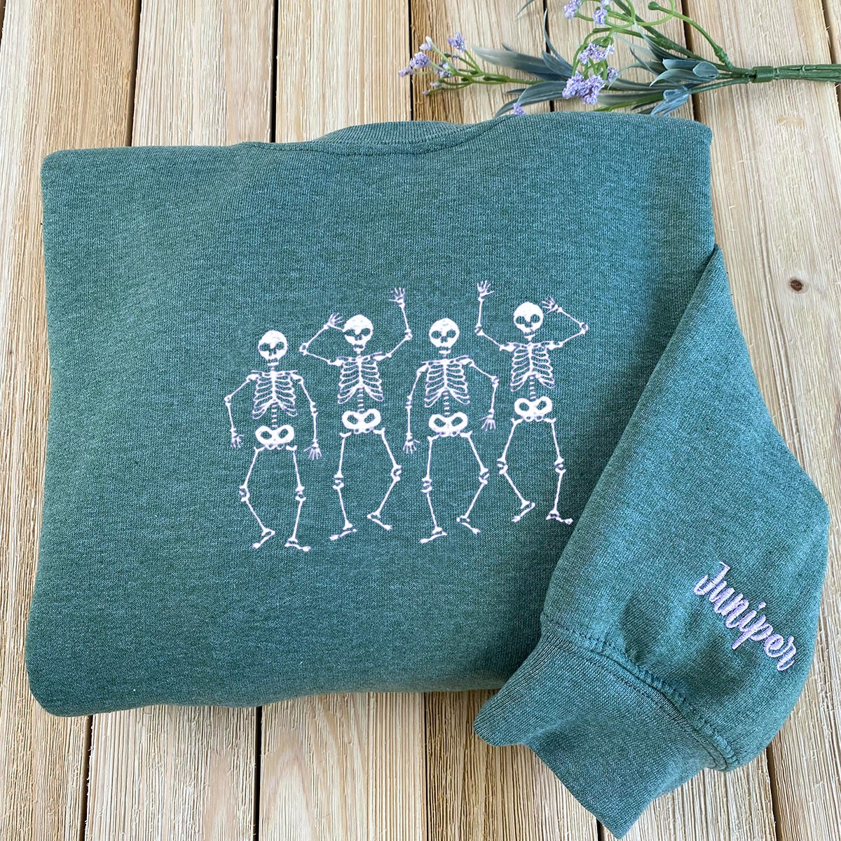 Embroidered Dancing Skeletons Sweatshirt EMHA2608