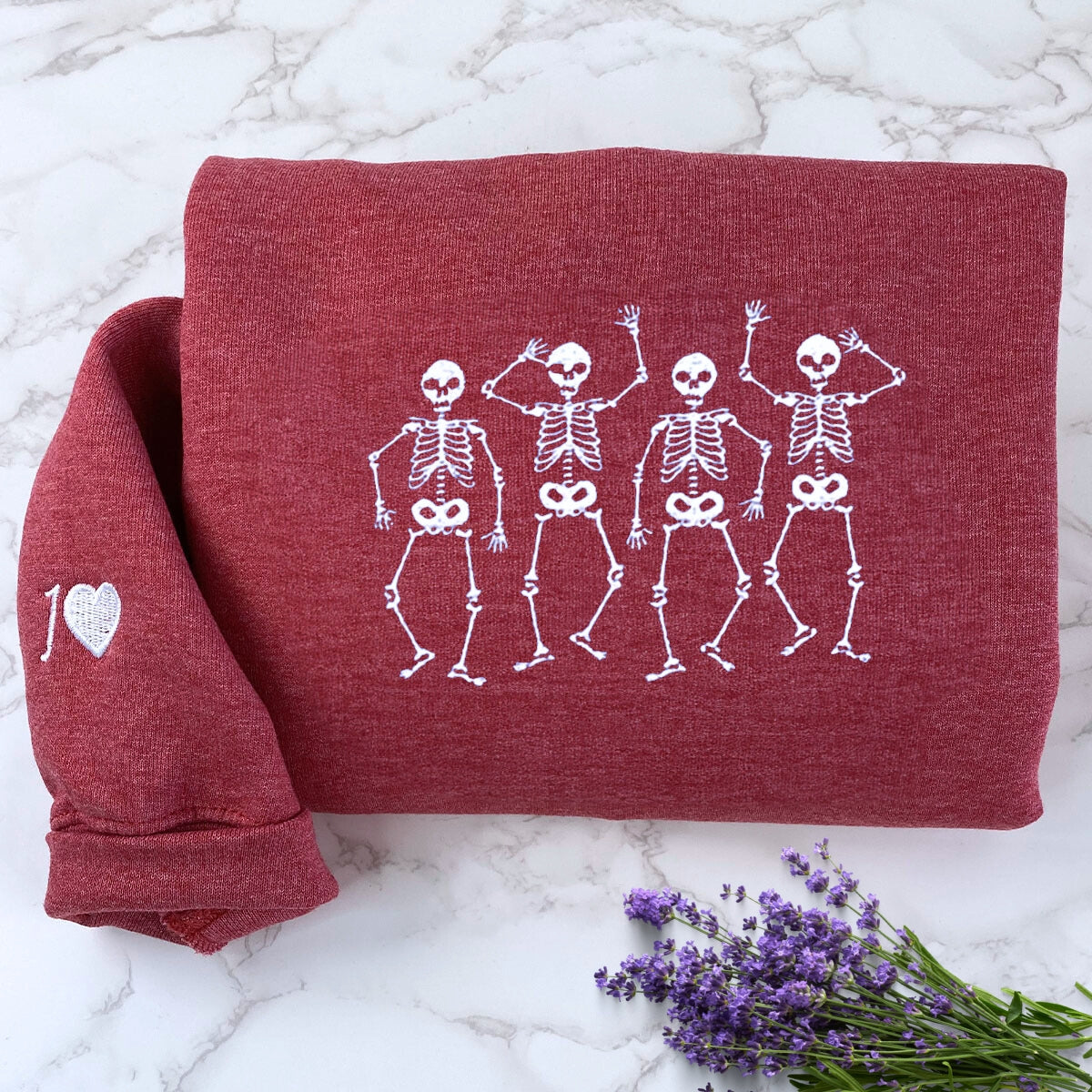 Embroidered Dancing Skeletons Sweatshirt EMHA2608