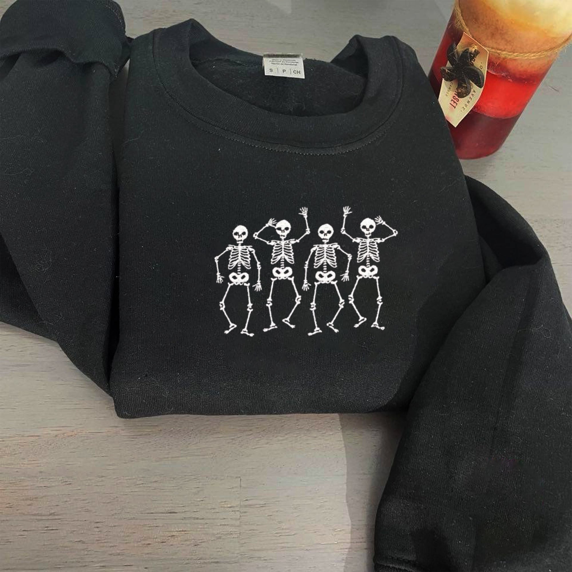 Embroidered Dancing Skeletons Sweatshirt EMHA2608
