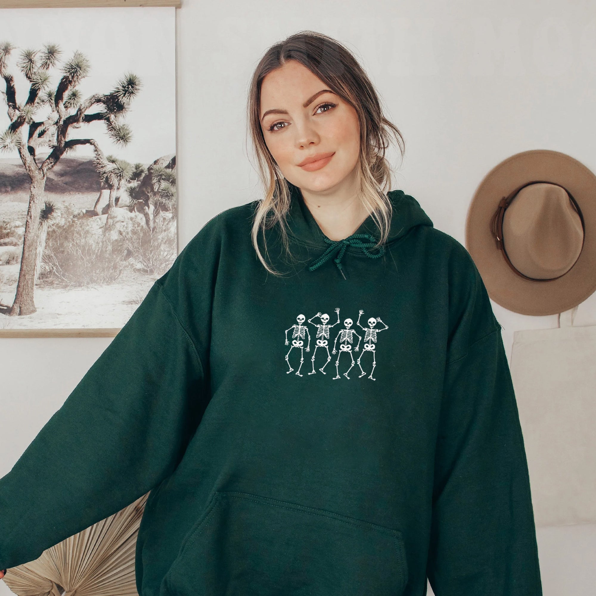 Embroidered Dancing Skeletons Sweatshirt EMHA2608