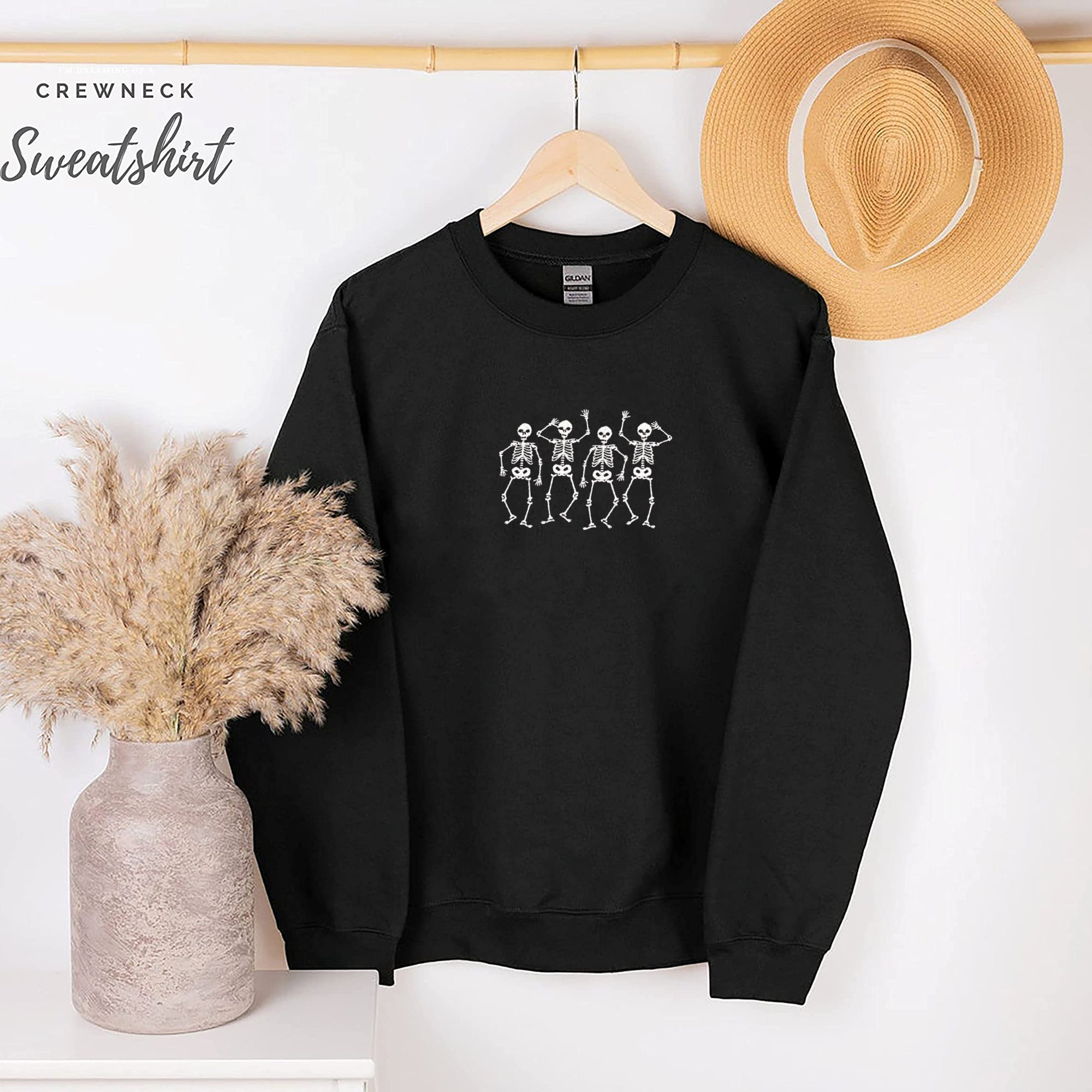 Embroidered Dancing Skeletons Sweatshirt EMHA2608
