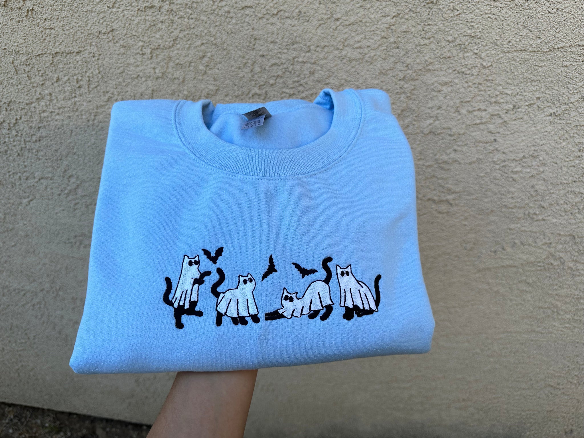 Embroidered Ghost cats sweatshirt, Halloween sweatshirt, Spooky season sweatshirts, ghost cats, cats sweatshirt, Halloween cats, Halloween cats sweatshirt EMHA2608