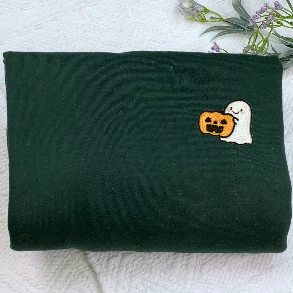 Embroidered Halloween Sweatshirt, Embroidered Ghost Pumpkin Fall Hoodies EMHA2608
