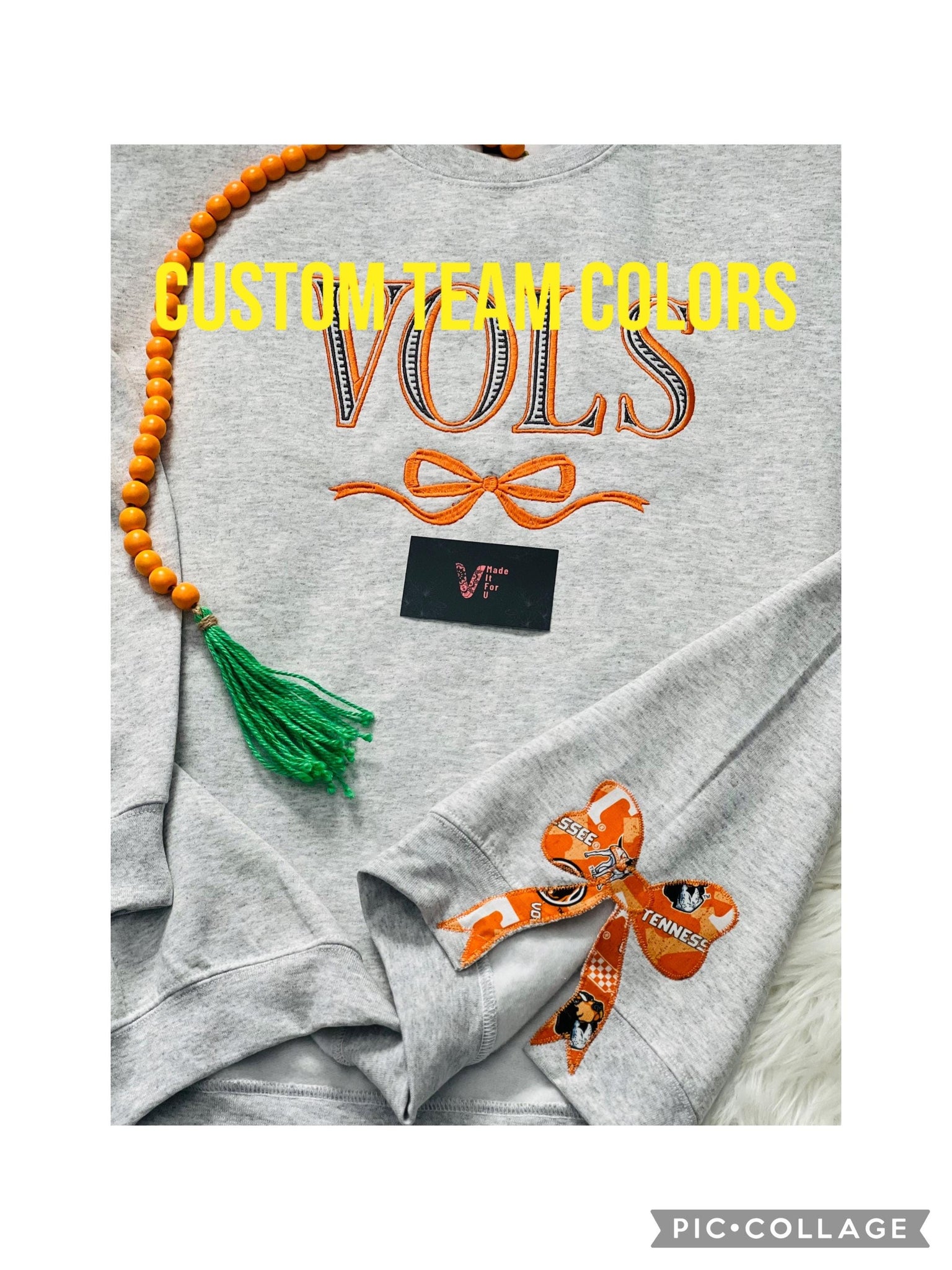 Embroidered side bow sweatshirt , Custom NFL College football , Side Bow cutout Sweatshirt, VOLS Trendy bow, Grand millennial Bow Sweatshirt ESIBOW