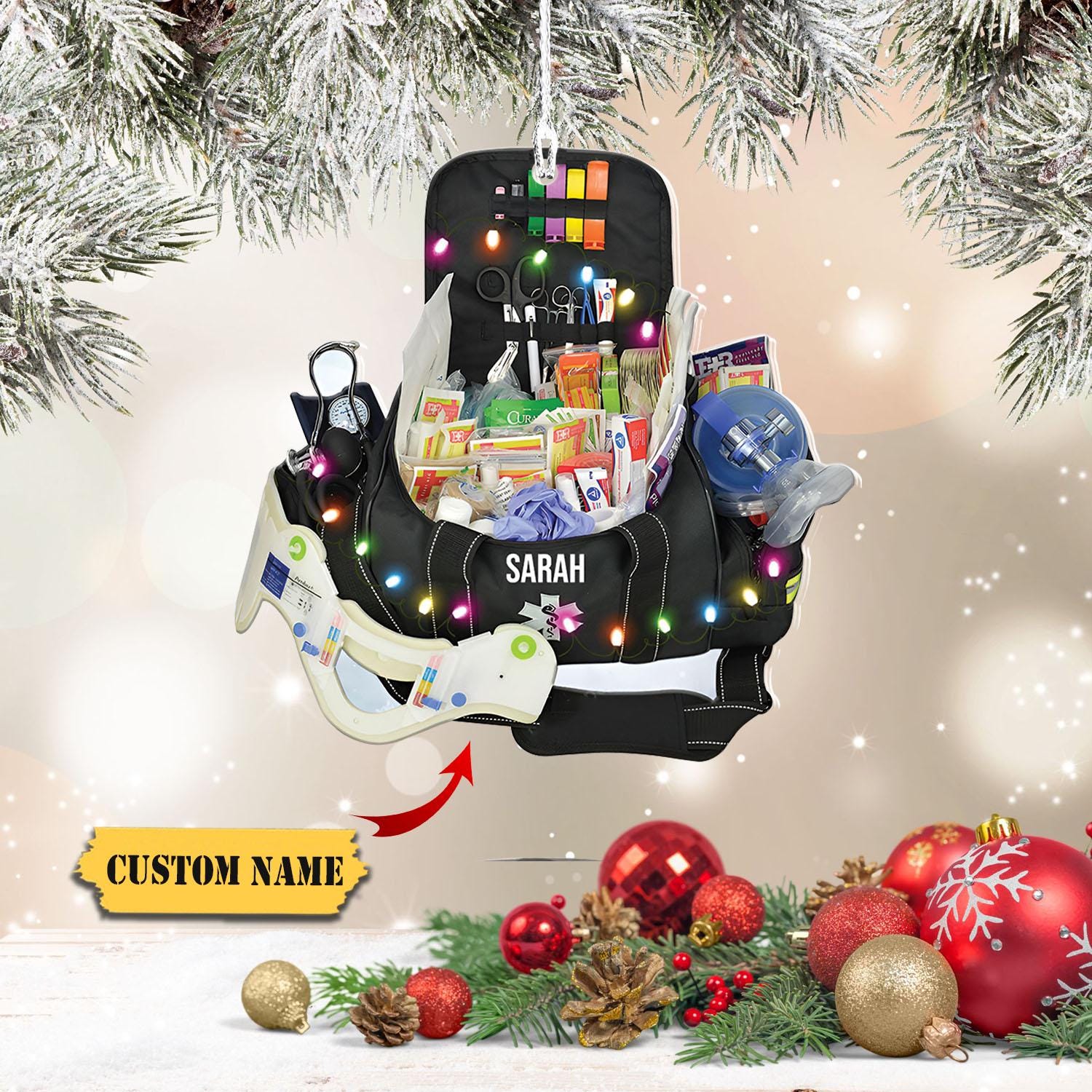 EMT Bag Personalized Christmas Ornament 2D - Best Gift For EMT Workers  - Paramedic Gift, EMT Ornament, Ems Ornament, Xmas 2024 HAOR0711