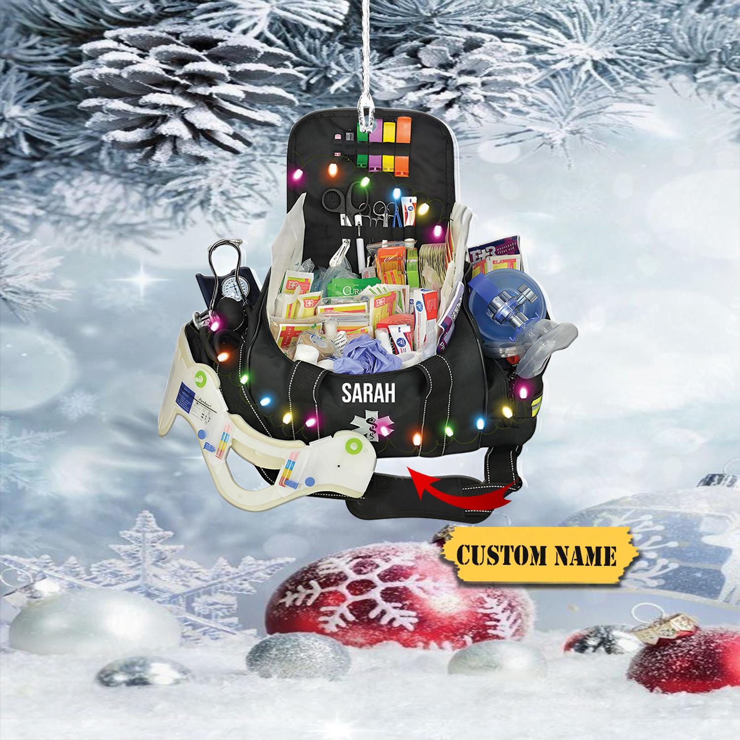 EMT Bag Personalized Christmas Ornament 2D - Best Gift For EMT Workers  - Paramedic Gift, EMT Ornament, Ems Ornament, Xmas 2024 HAOR0711