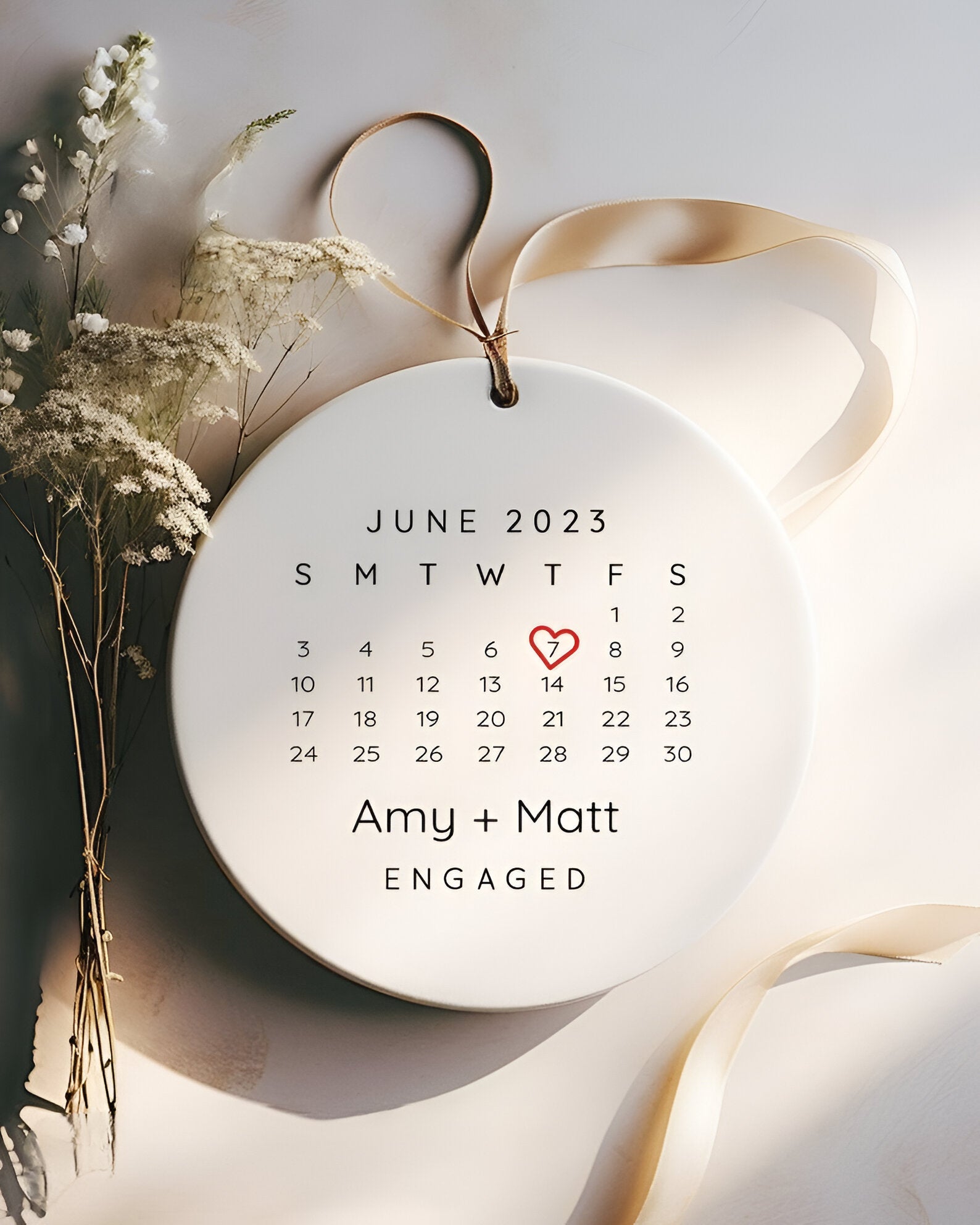 Engaged Ornament- Engagement Ornament- Engagement Gift- Custom Ornament- Engagement Announcement- Couples Ornament - heart ornament ORN0110