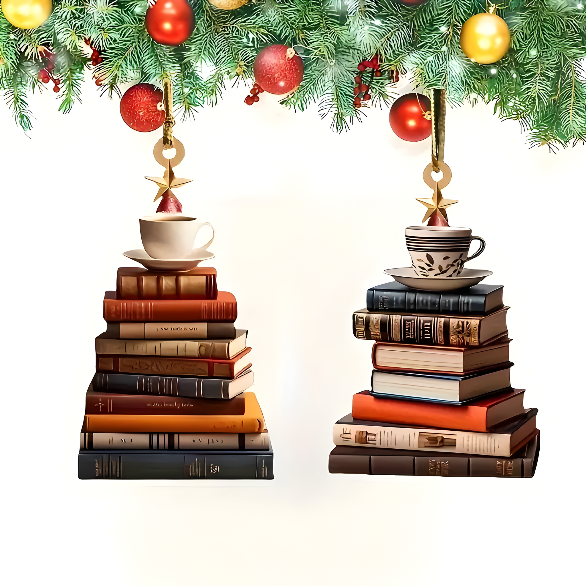 Set Christmas Book Tree Ornaments - Acrylic Hanging Decorations For Backpacks & Cars, Perfect Holiday Gifts ORN2709