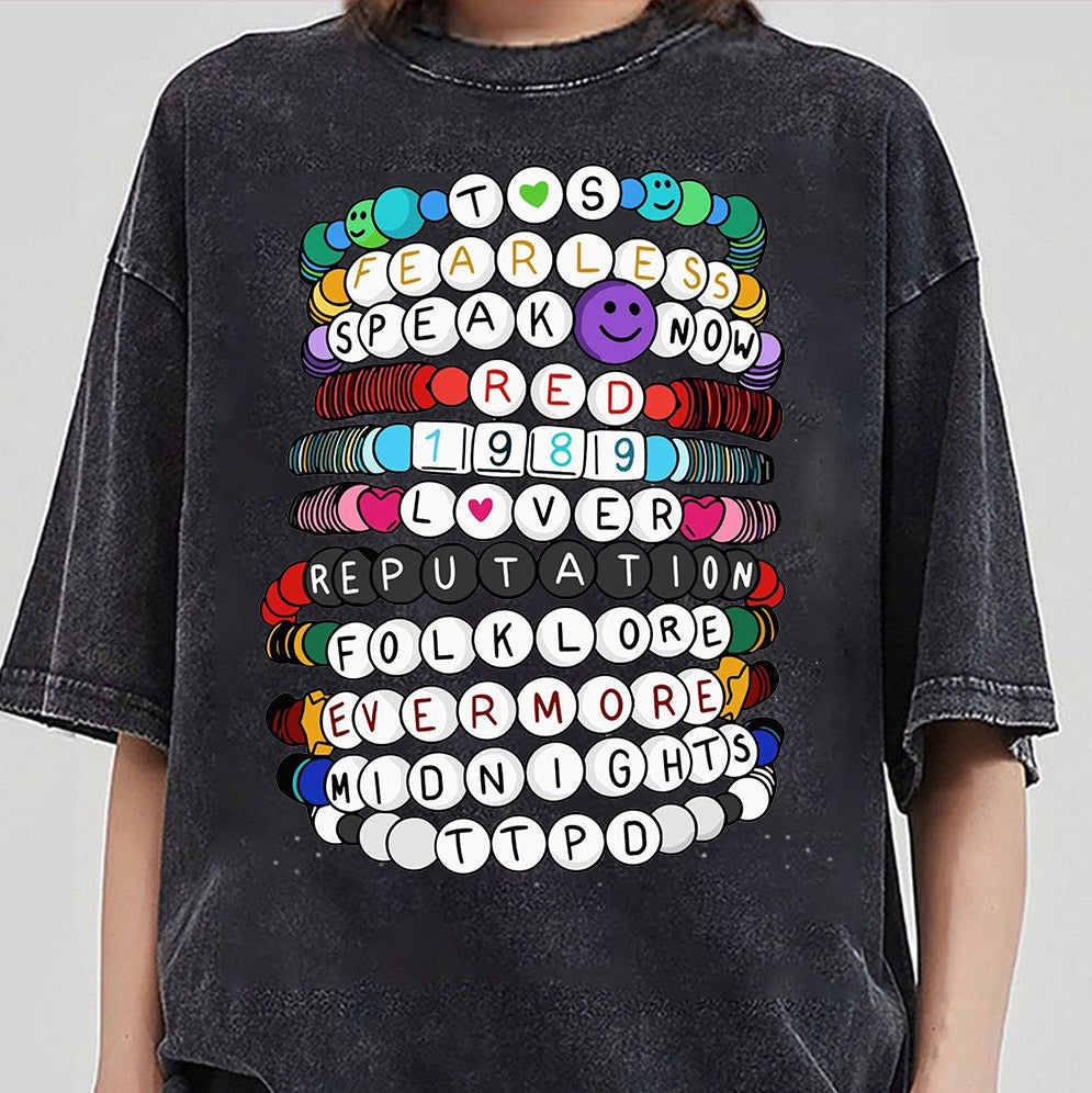 Eras Tour Bracelet Shirt, The Tortured Poets Department, Short Sleeve Tee Merch, Gift For Her, Taylor Swift Bracelet, Friendship Bracelet