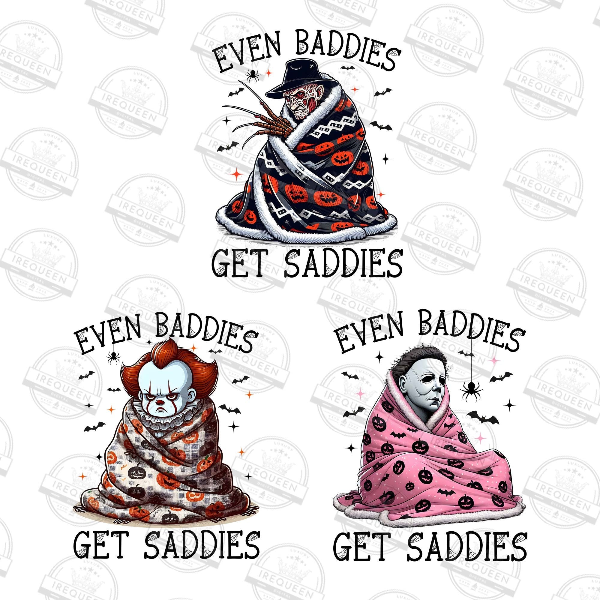 Even Baddies Get Saddies Tshirt Bundle, Halloween Movie Tshirt, Horror Movie Tshirt, Funny Halloween Tshirt, Horror Characters Tshirt HW2607 03