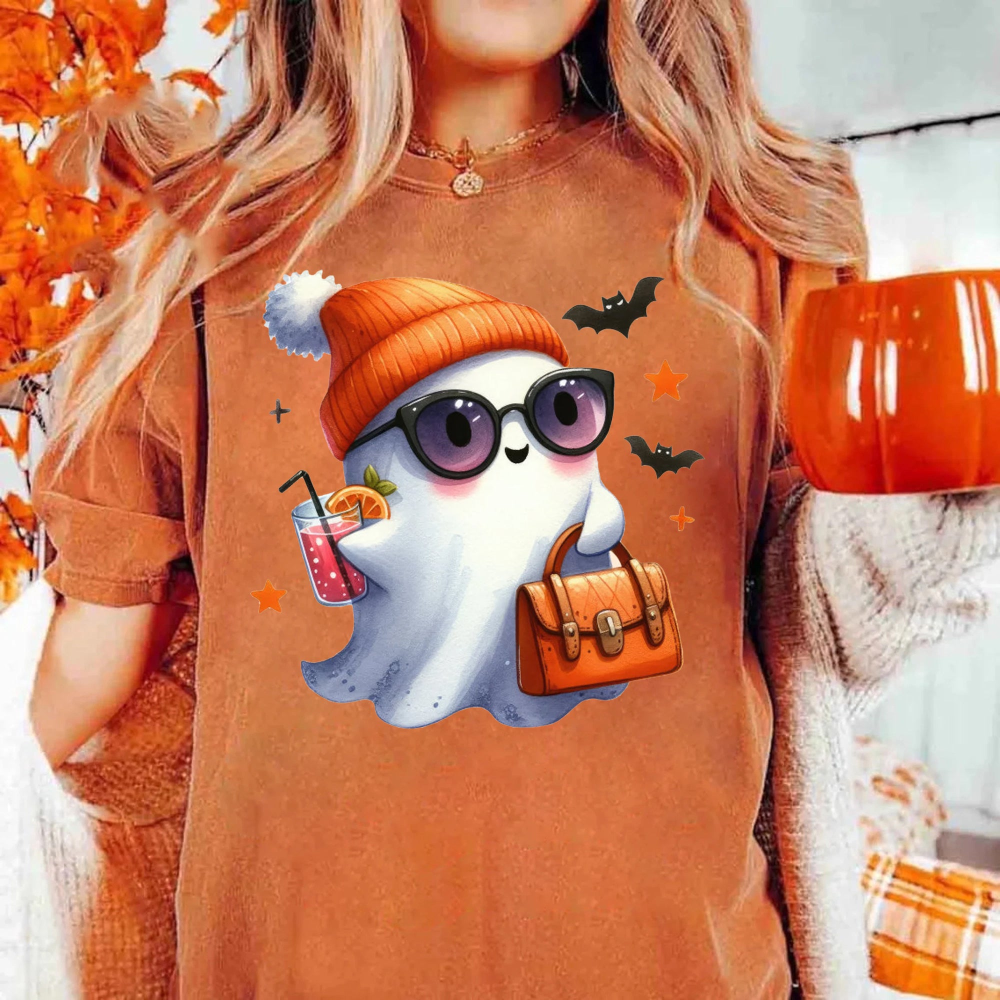 Halloween Ghost Shirt, Cute Ghost Shirt, Womens Halloween Shirt, Cute Fall Shirt, Spooky Season Shirt HW2507 16