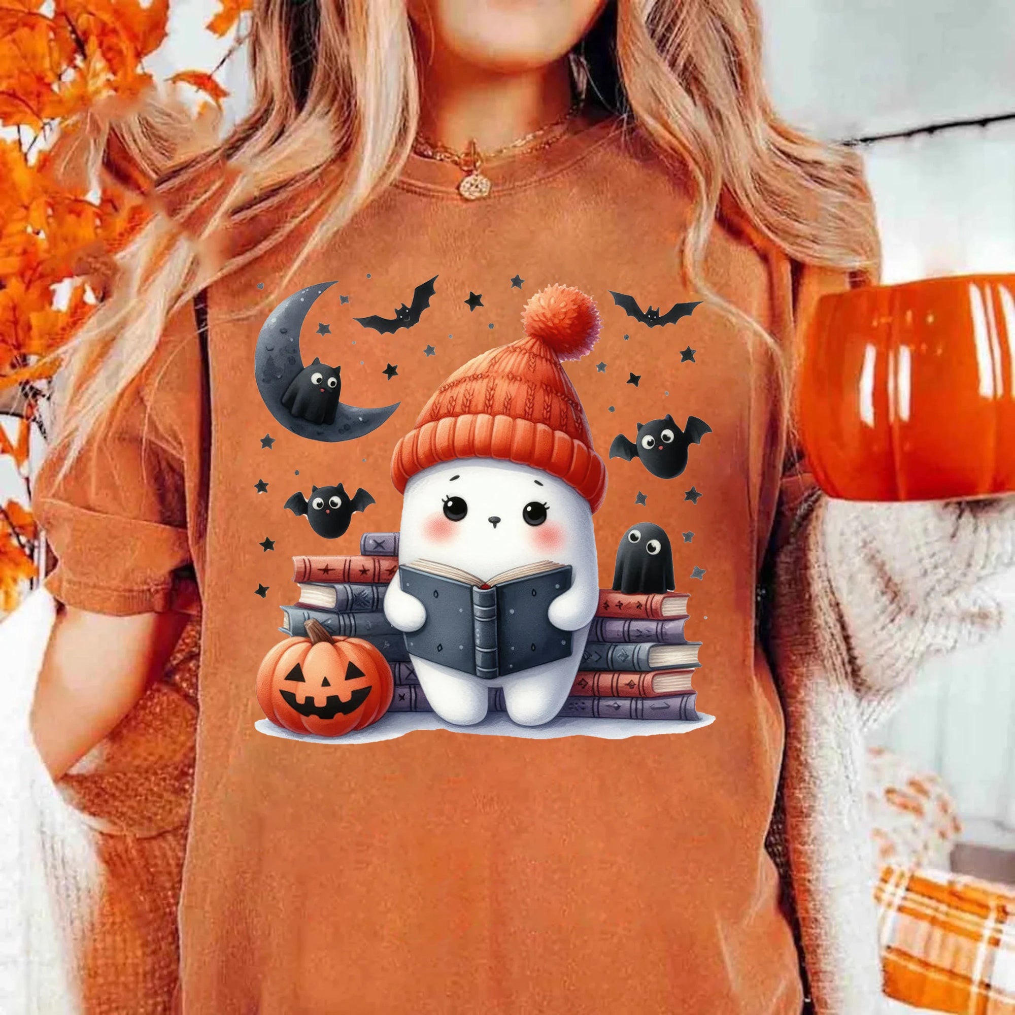 Halloween Ghost Shirt, Cute Ghost Shirt, Womens Halloween Shirt, Cute Fall Shirt, Spooky Season Shirt HW2507 13