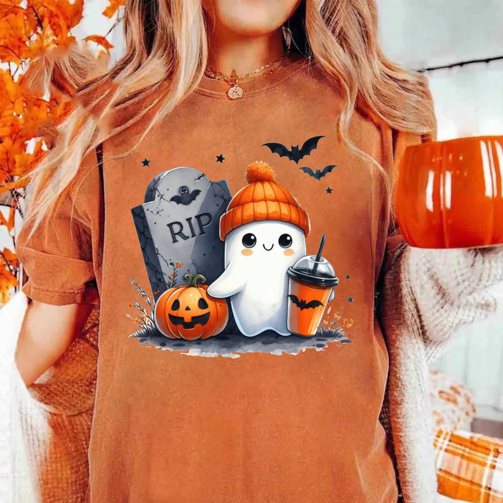 Halloween Ghost Shirt, Cute Ghost Shirt, Womens Halloween Shirt, Cute Fall Shirt, Spooky Season Shirt HW2507 11