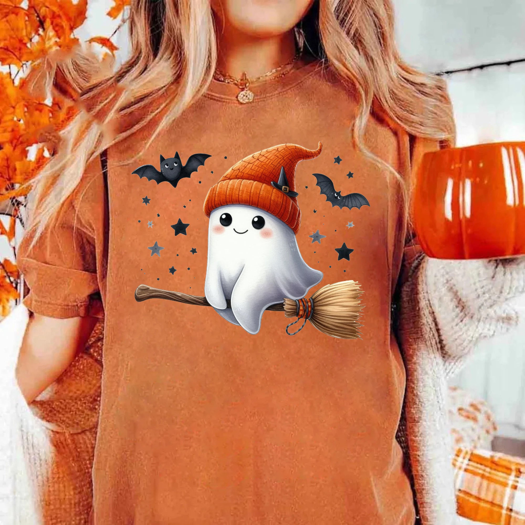 Halloween Ghost Shirt, Cute Ghost Shirt, Womens Halloween Shirt, Cute Fall Shirt, Spooky Season Shirt HW2507 07