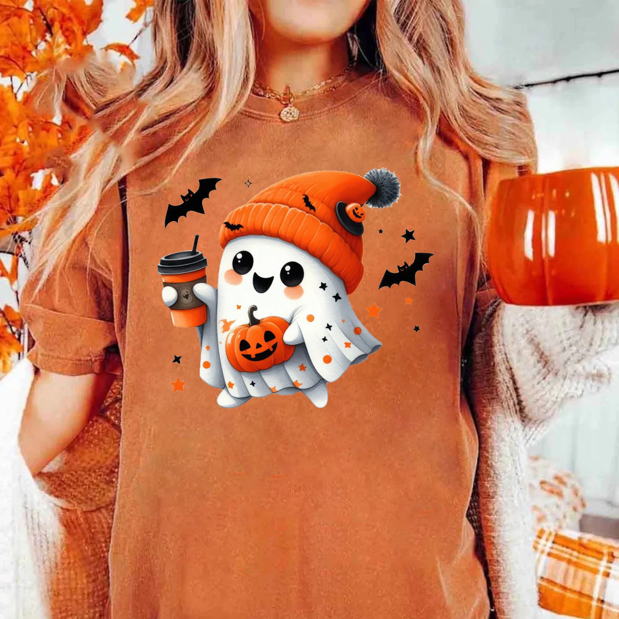 Halloween Ghost Shirt, Cute Ghost Shirt, Womens Halloween Shirt, Cute Fall Shirt, Spooky Season Shirt HW2507 09