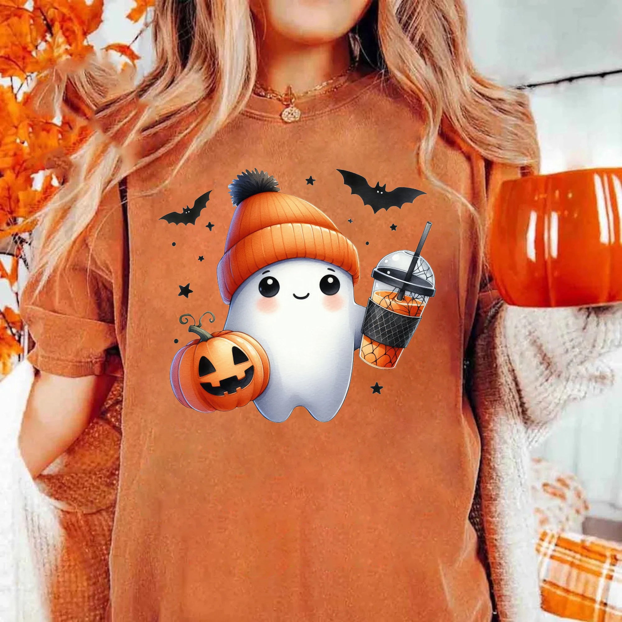 Halloween Ghost Shirt, Cute Ghost Shirt, Womens Halloween Shirt, Cute Fall Shirt, Spooky Season Shirt HW2507 10