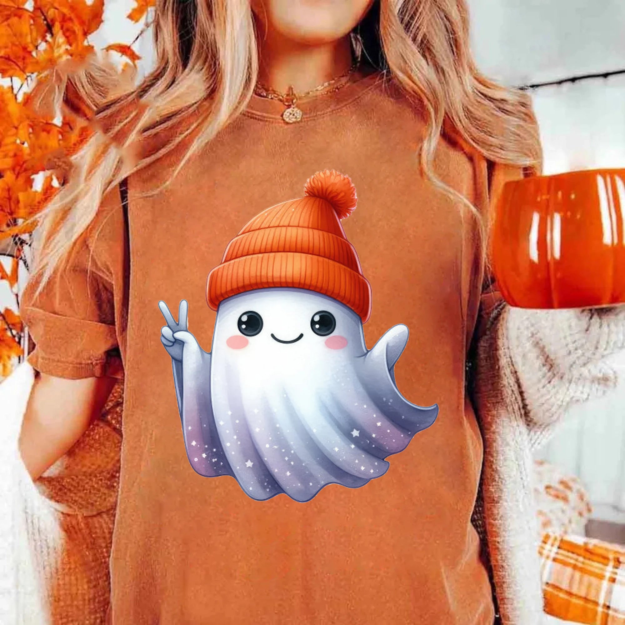 Halloween Ghost Shirt, Cute Ghost Shirt, Womens Halloween Shirt, Cute Fall Shirt, Spooky Season Shirt HW2507 06