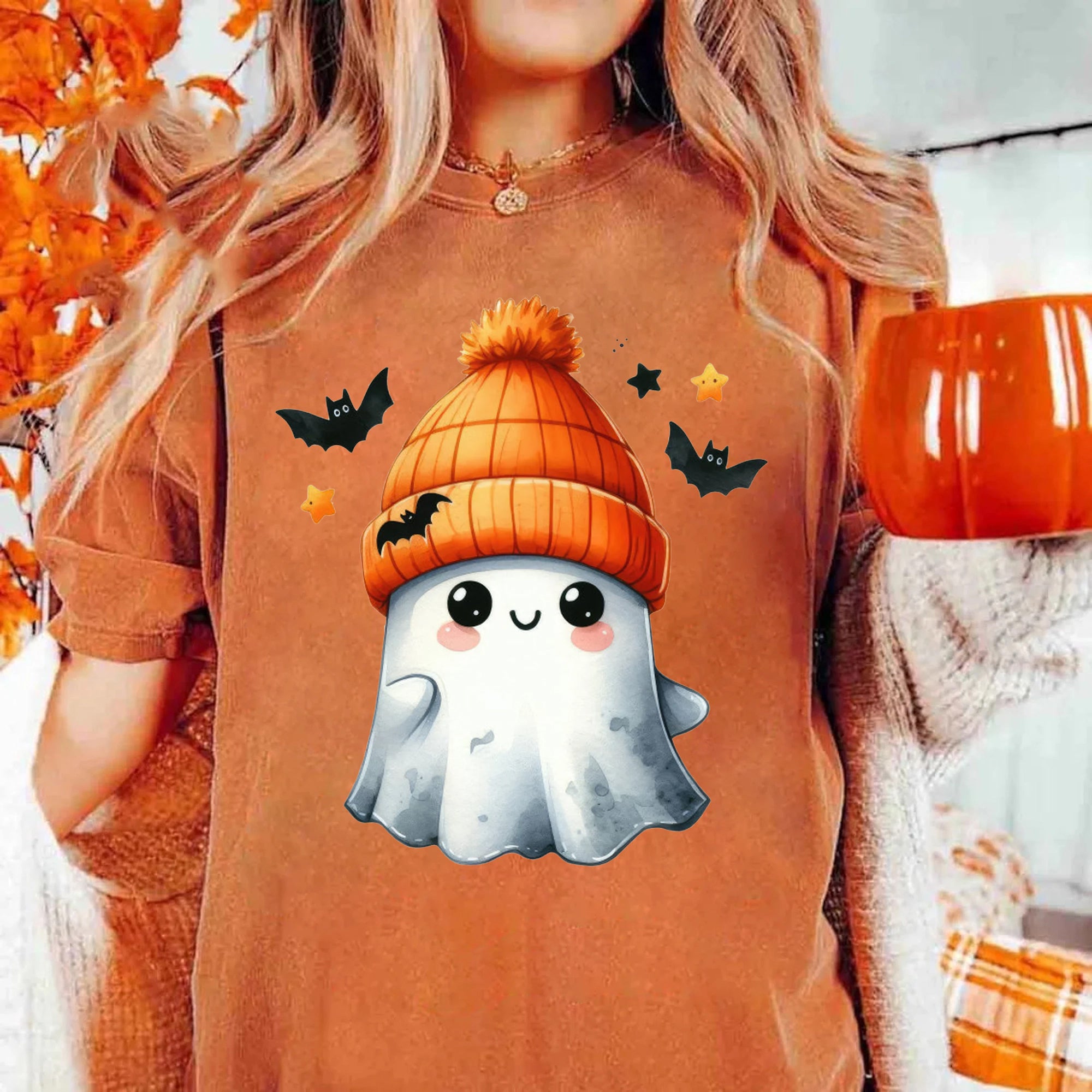 Halloween Ghost Shirt, Cute Ghost Shirt, Womens Halloween Shirt, Cute Fall Shirt, Spooky Season Shirt HW2507 05