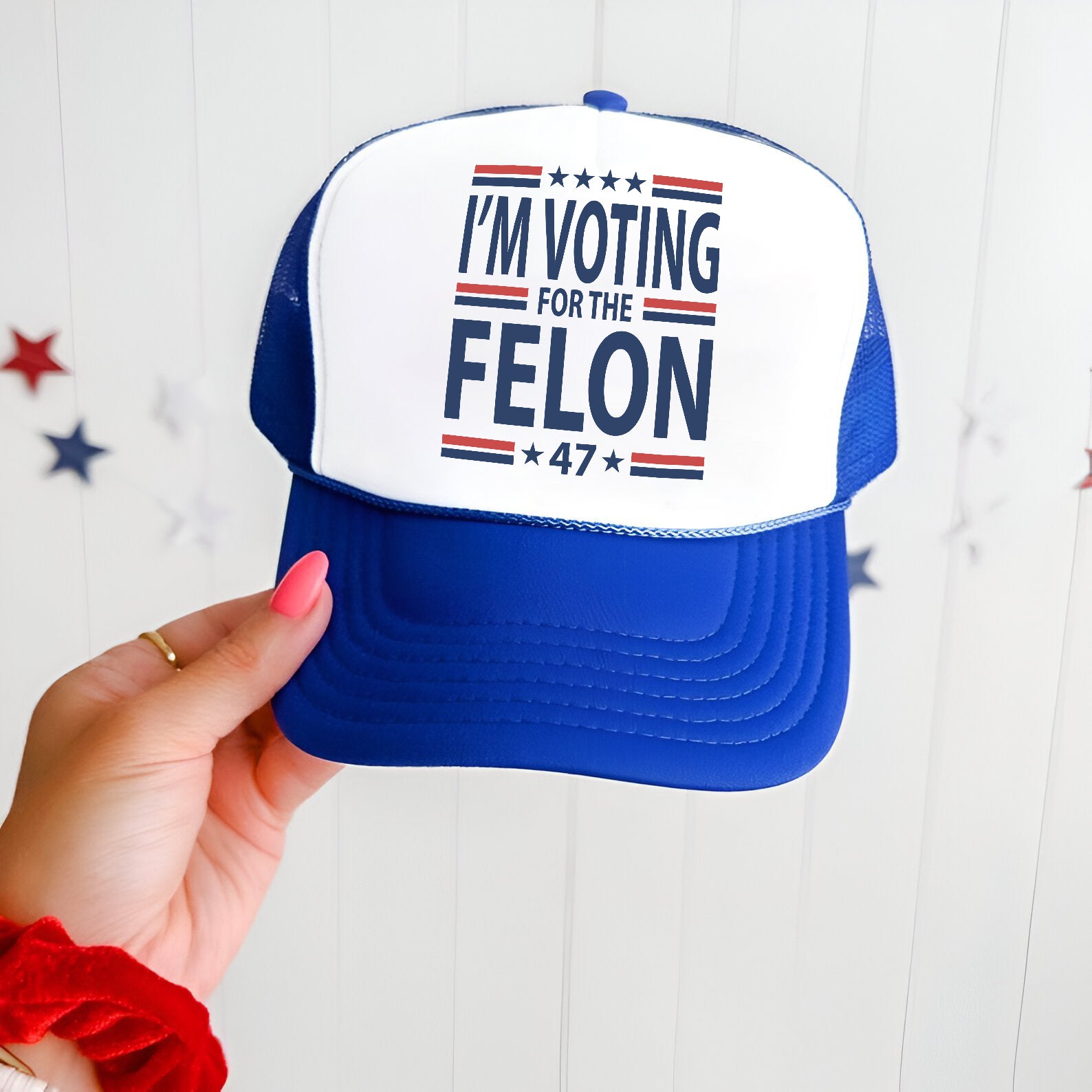 Voting For The Felon 47 Trump Embroidered Hat Trucker Hat #13 Tu4