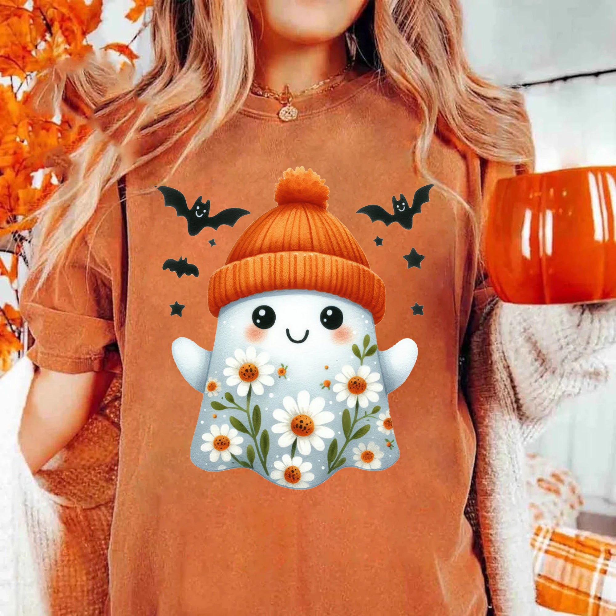 Halloween Ghost Shirt, Cute Ghost Shirt, Womens Halloween Shirt, Cute Fall Shirt, Spooky Season Shirt HW2507 01