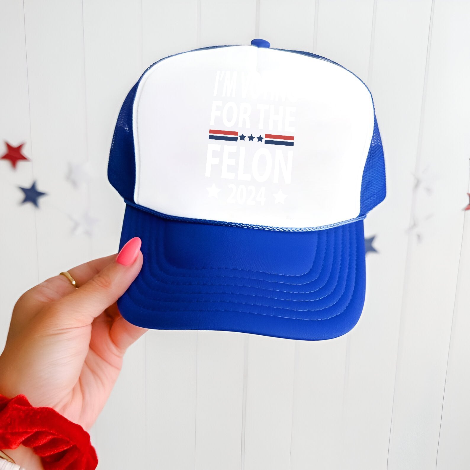 Voting For The Felon Trump 24 Embroidered Hat Trucker Hat #21 Tu4