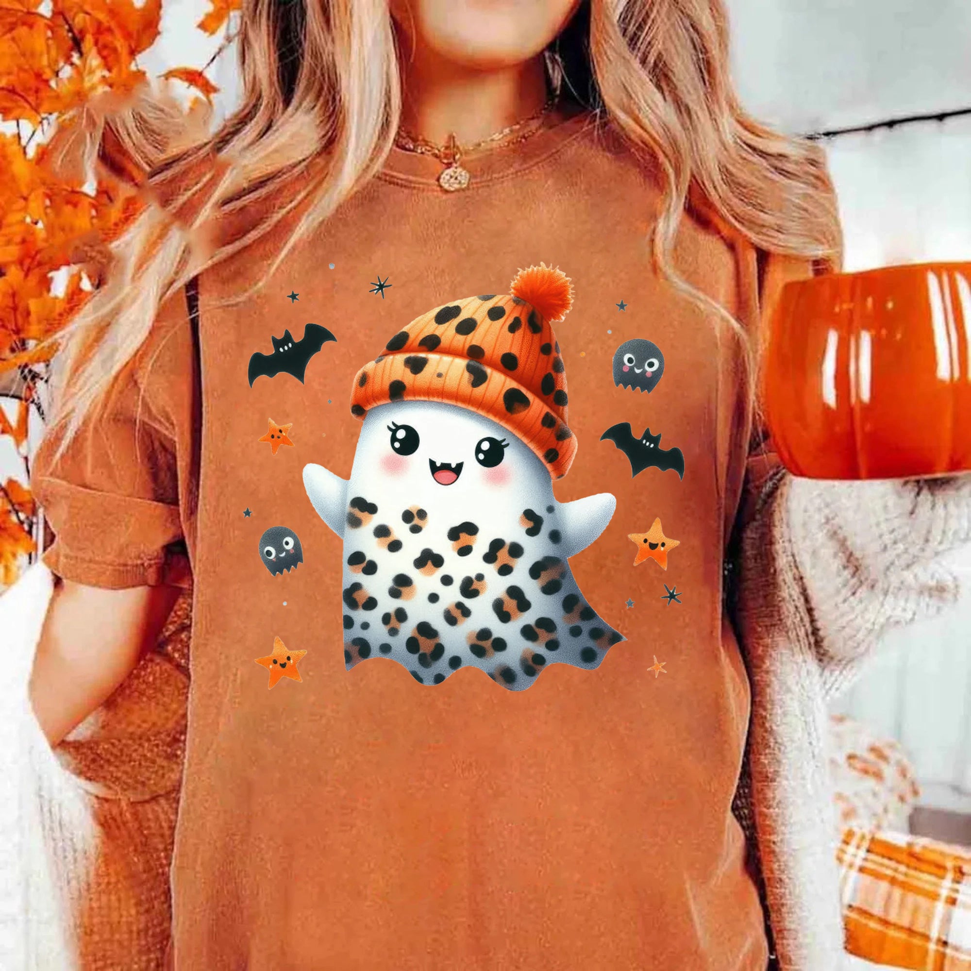 Halloween Ghost Shirt, Cute Ghost Shirt, Womens Halloween Shirt, Cute Fall Shirt, Spooky Season Shirt HW2507 03