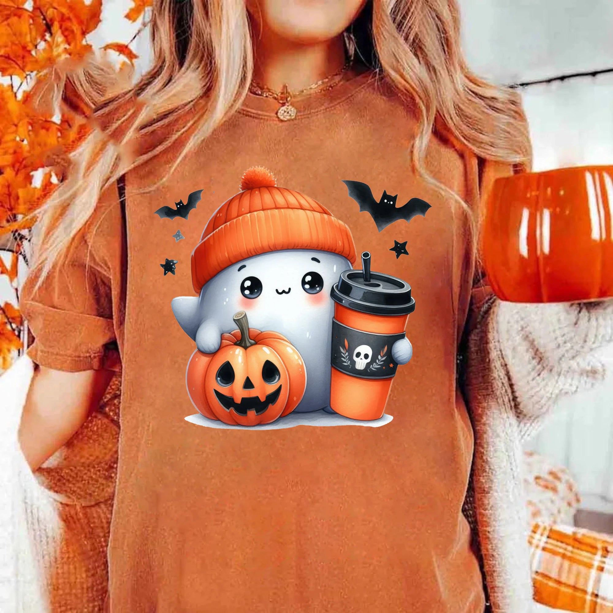 Halloween Ghost Shirt, Cute Ghost Shirt, Womens Halloween Shirt, Cute Fall Shirt, Spooky Season Shirt HW2507 20