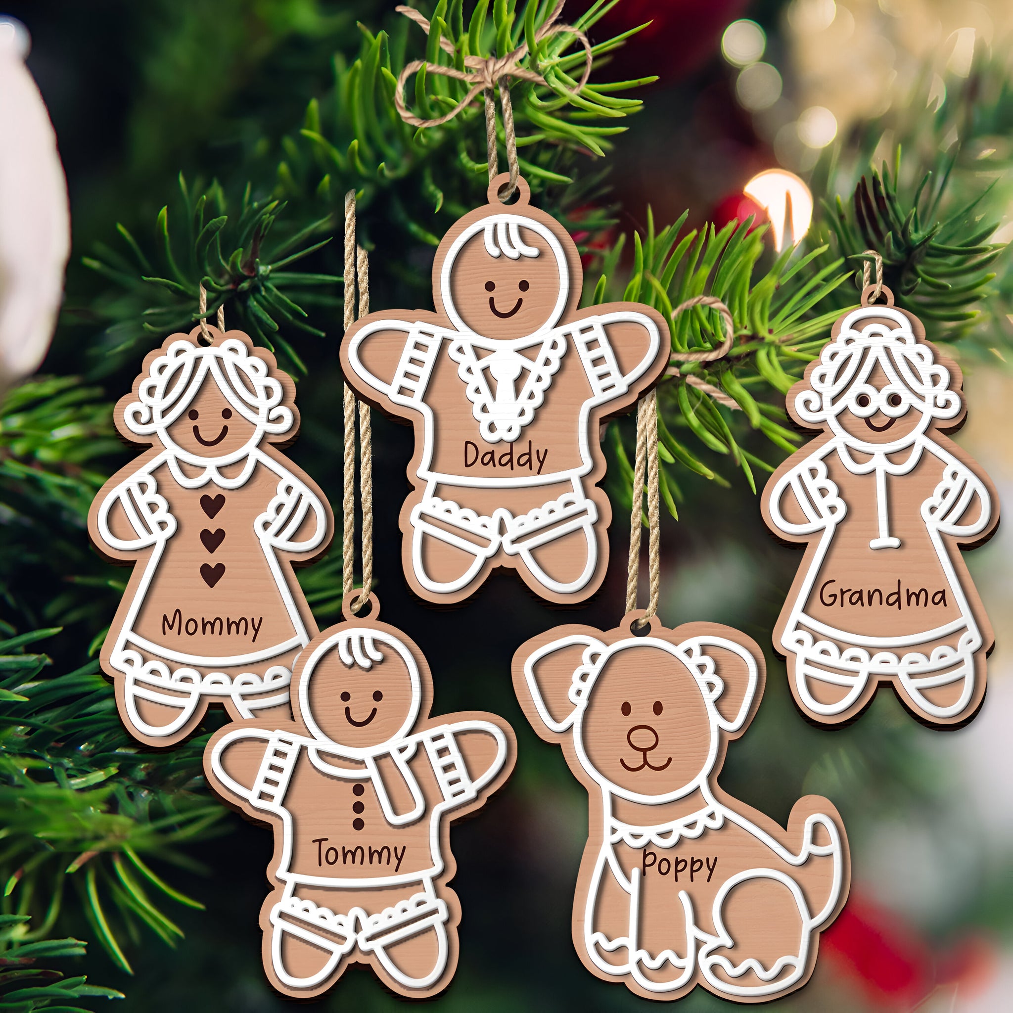 Family Pet Cookies Gingerbread - Christmas Gift For Family - Personalized 2-Layered Wooden Ornament ORN0310