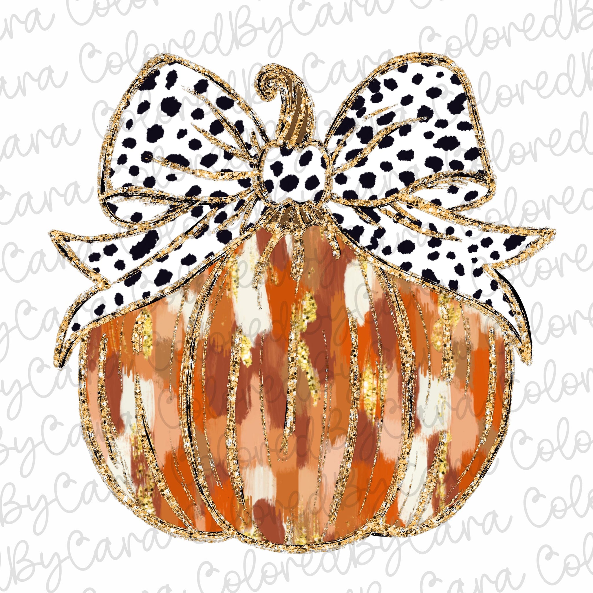 Fall Coquette gold glitter pumpkin png girls fall pumpkin design dtf Halloween girls fall png kids fall design bow acrylic brushstroke 1 SCU