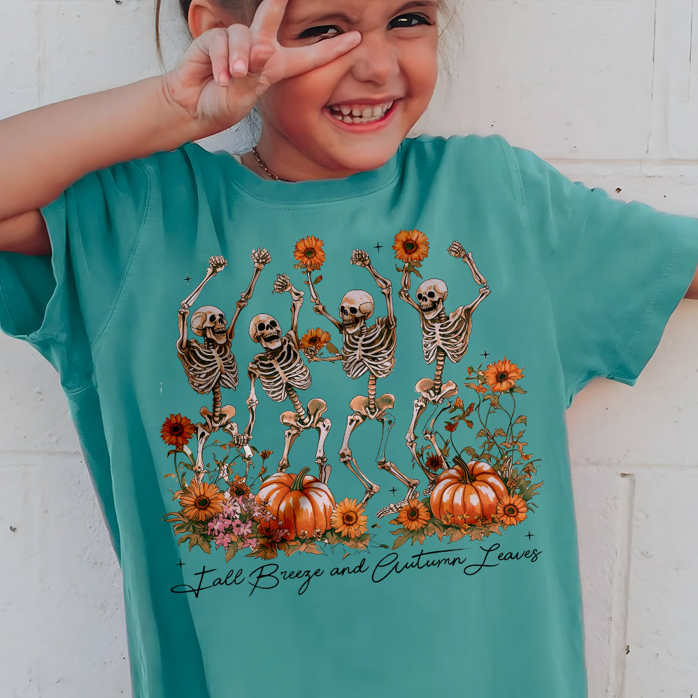 Fall T-shirt,Fall Breeze and Autumn Leaves,Skeleton T-shirt,Fall Quotes,T-shirt,Fall Design,Pumpkin spice, autumn skeleton T-shirt