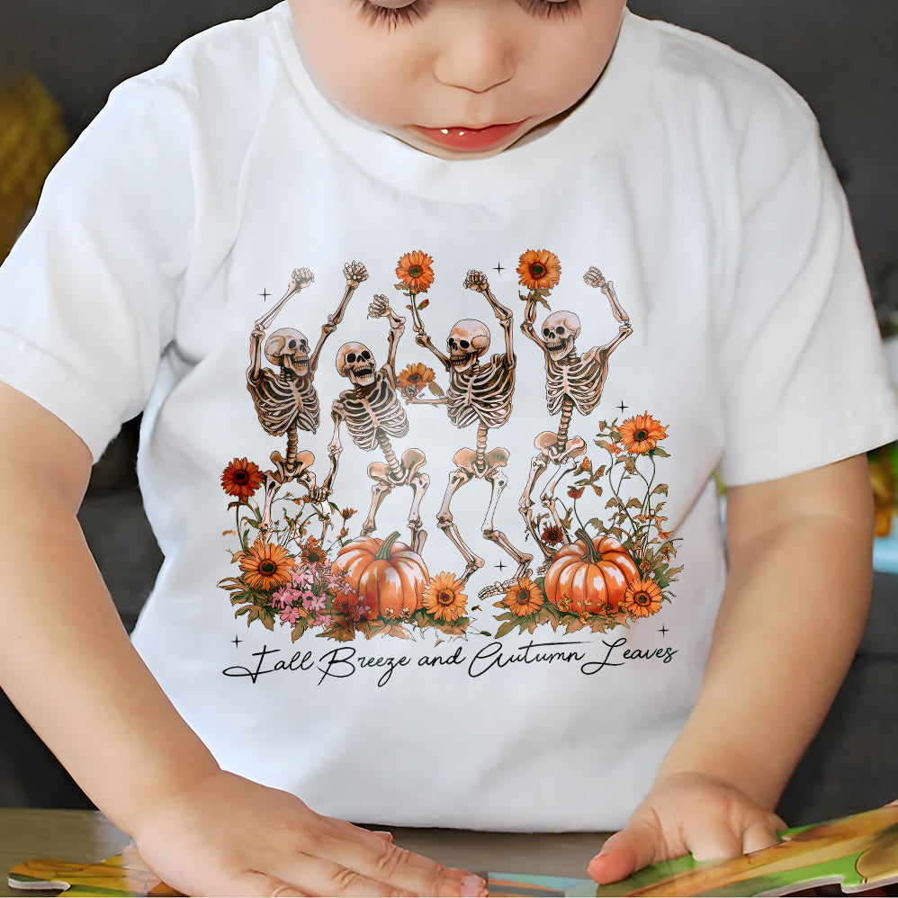 Fall T-shirt,Fall Breeze and Autumn Leaves,Skeleton T-shirt,Fall Quotes,T-shirt,Fall Design,Pumpkin spice, autumn skeleton T-shirt