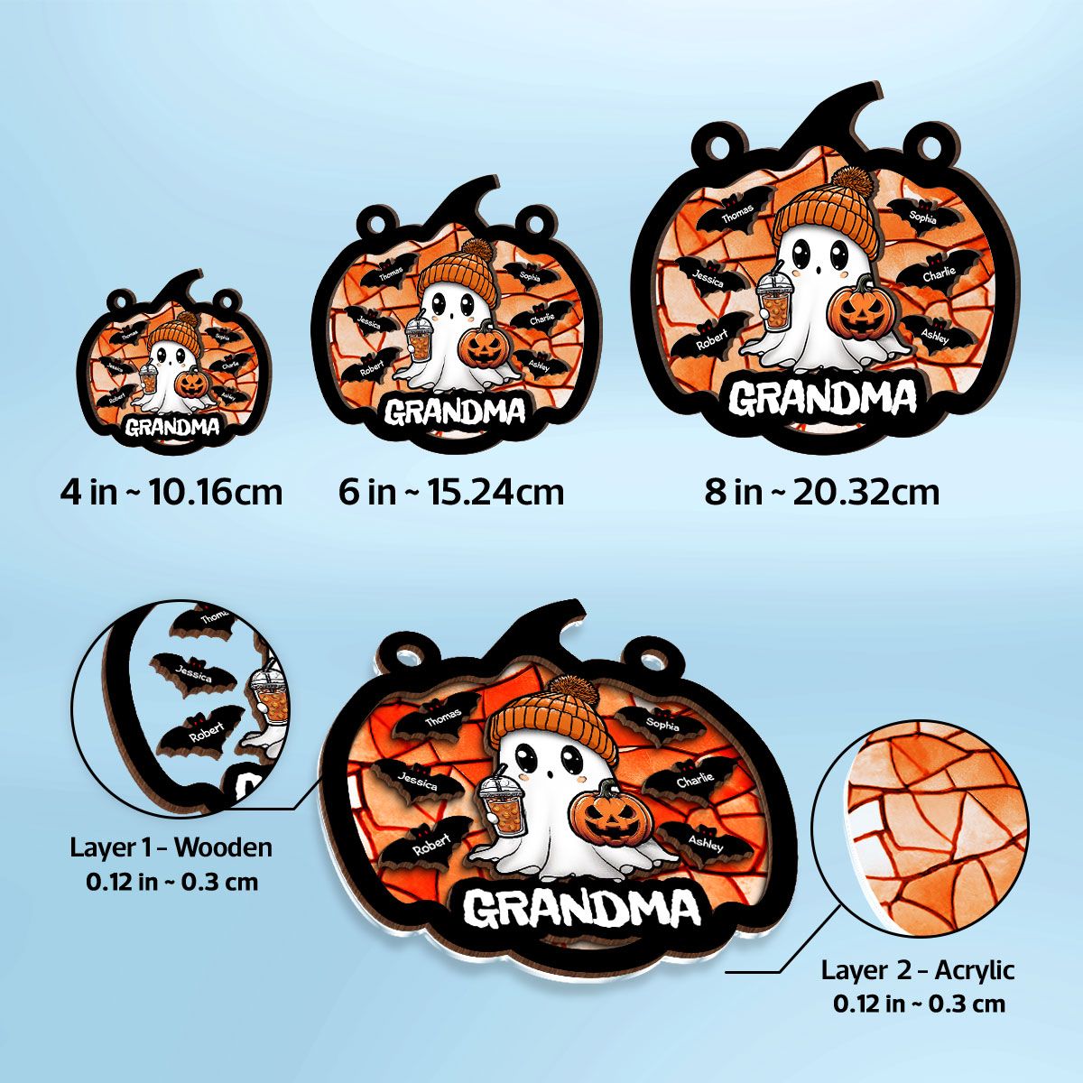 Fall Season Halloween Grandma Boo Personalized Suncatcher, Halloween Decoration  ORHA2208