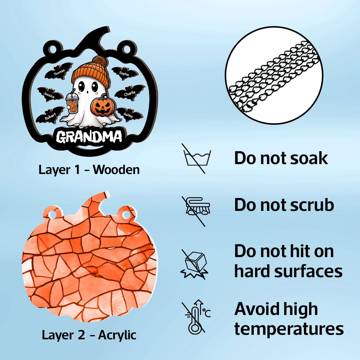 Fall Season Halloween Grandma Boo Personalized Suncatcher, Halloween Decoration  ORHA2208