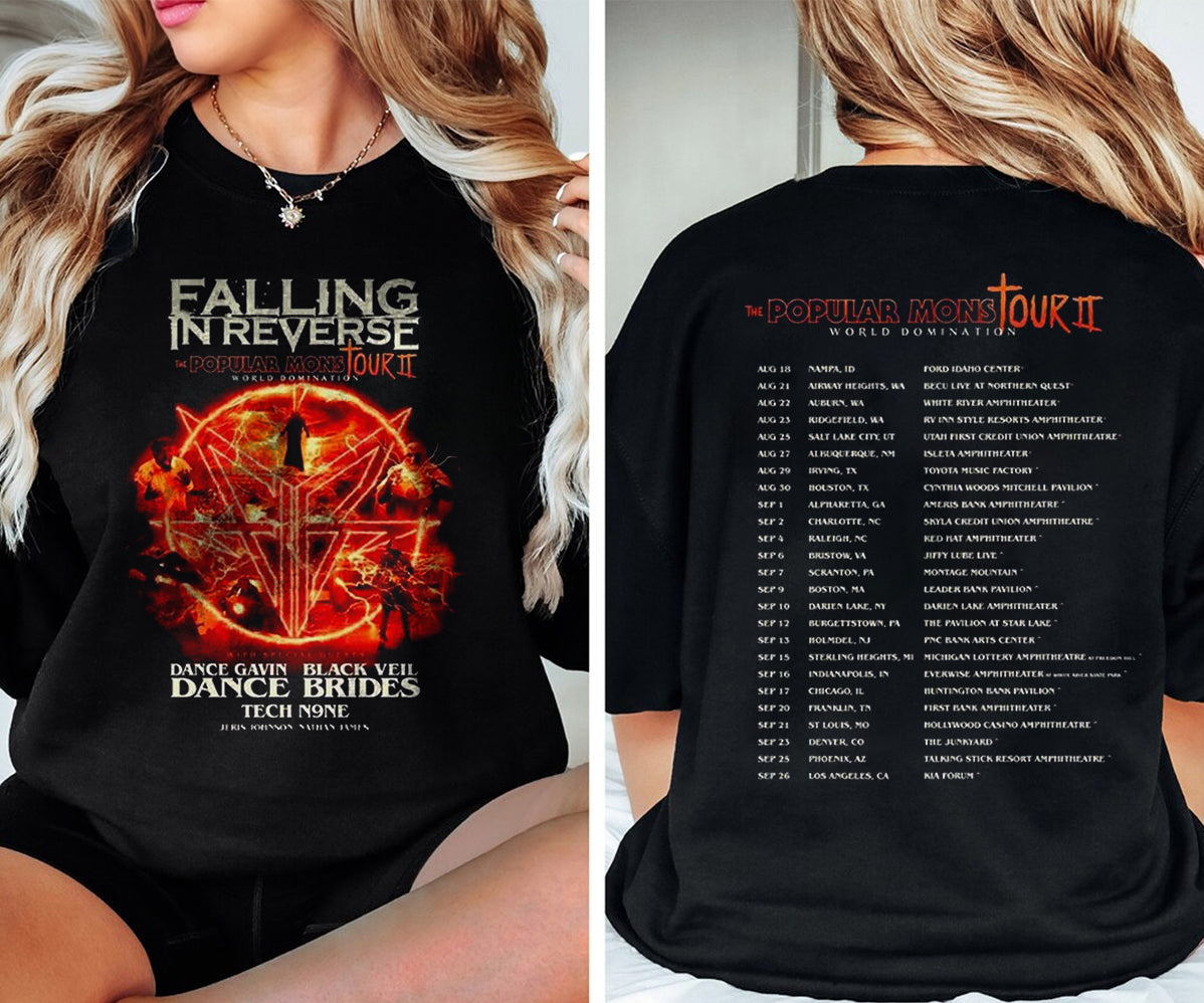 Falling in Reverse Popular Monstour II 2024 T-Shirt, Falling in Reverse T-Shirt, Falling in Reverse Fan Gift Shirt,Popular Monstour II Shirt
