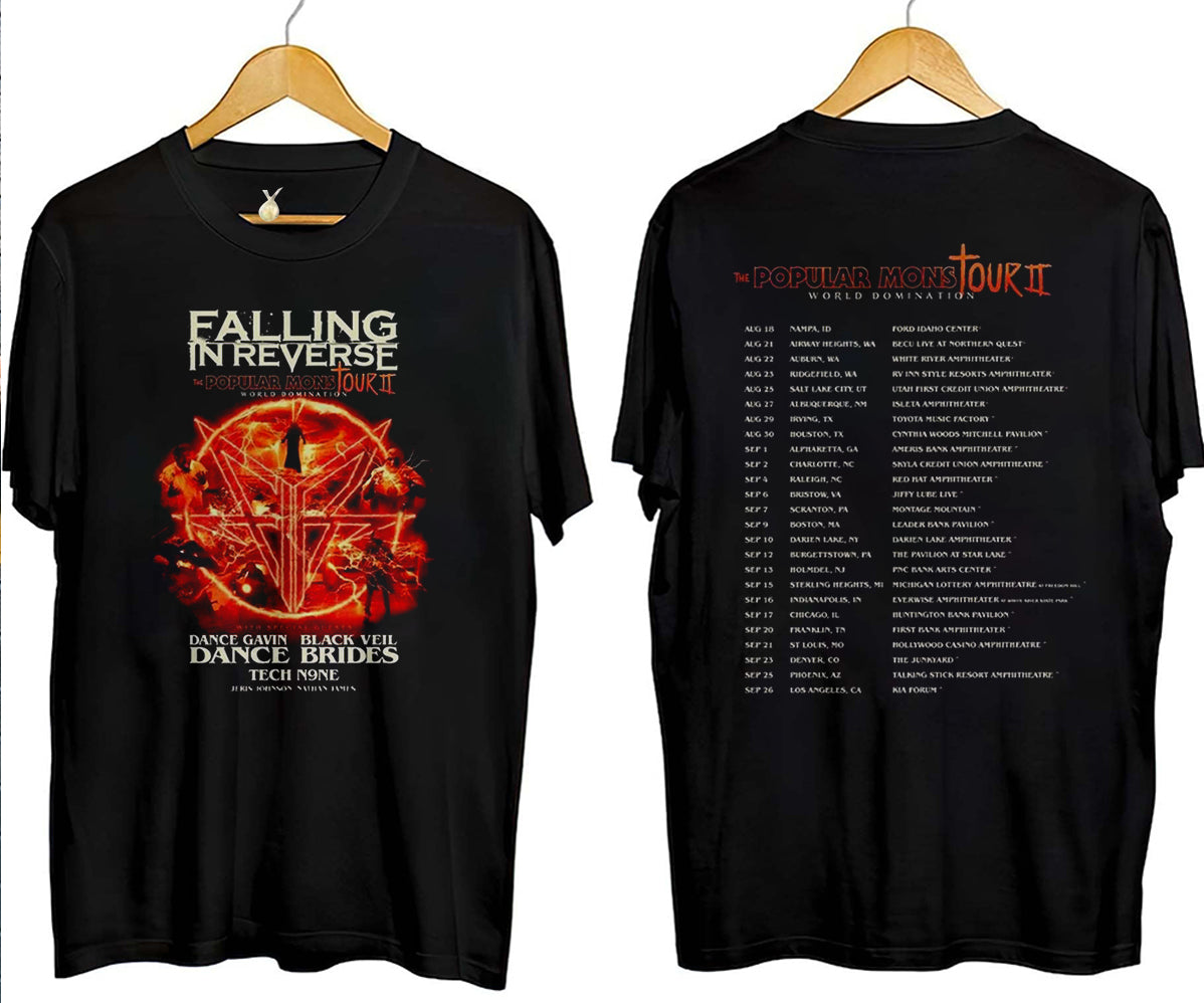 Falling in Reverse Popular Monstour II 2024 T-Shirt, Falling in Reverse T-Shirt, Falling in Reverse Fan Gift Shirt,Popular Monstour II Shirt